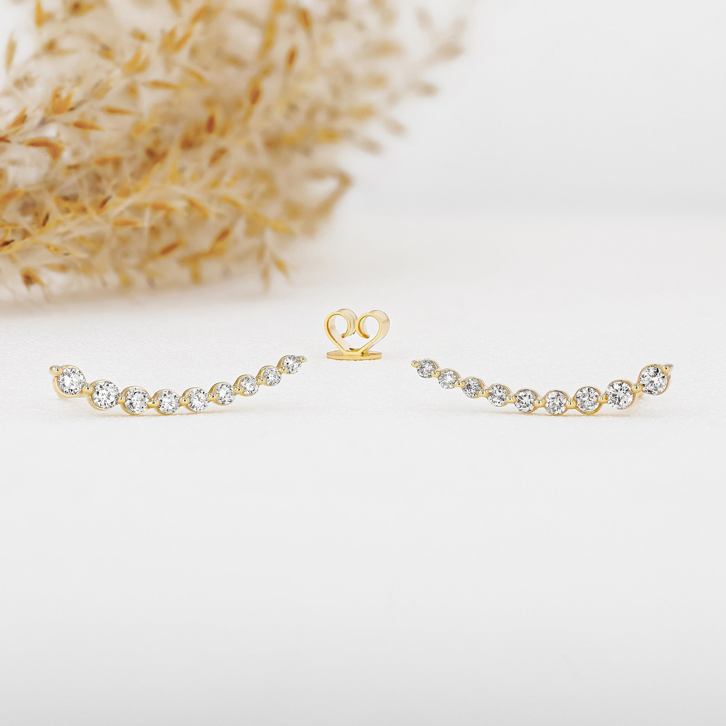 0.50 TCW Round Moissanite Diamond Ear Crawler Earrings - Camila Brown