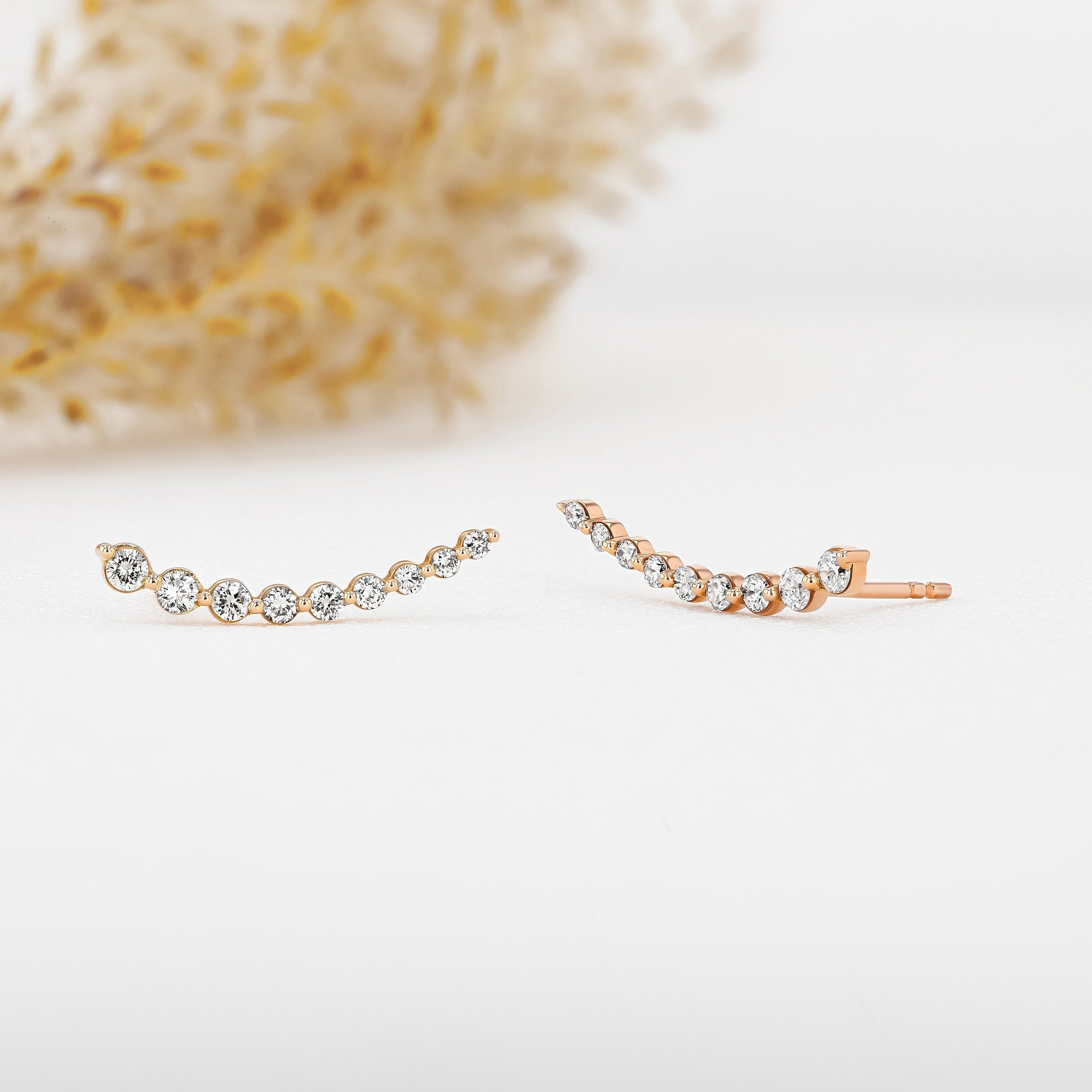 0.50 TCW Round Moissanite Diamond Ear Crawler Earrings - Camila Brown