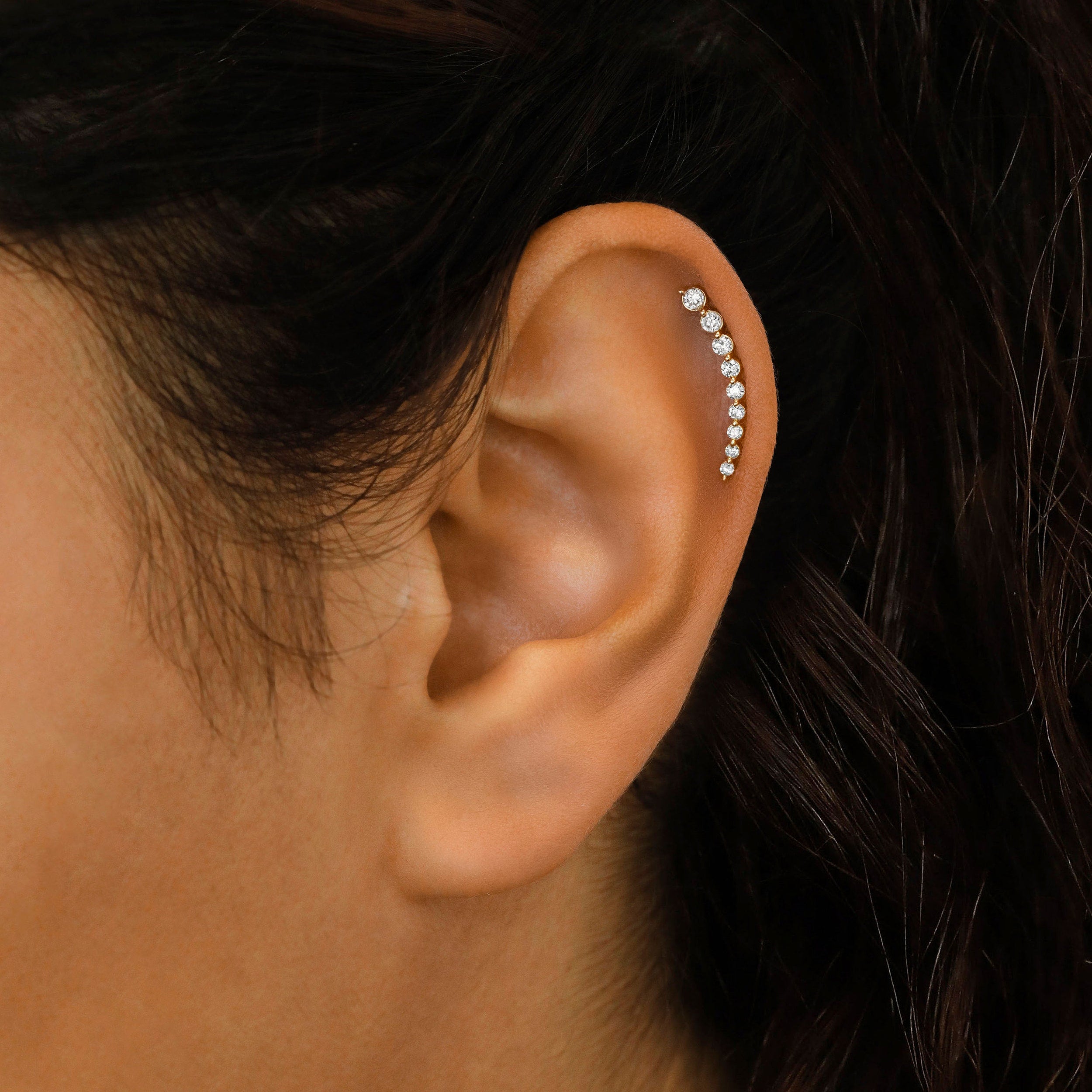 0.50 TCW Round Moissanite Diamond Ear Crawler Earrings - Camila Brown