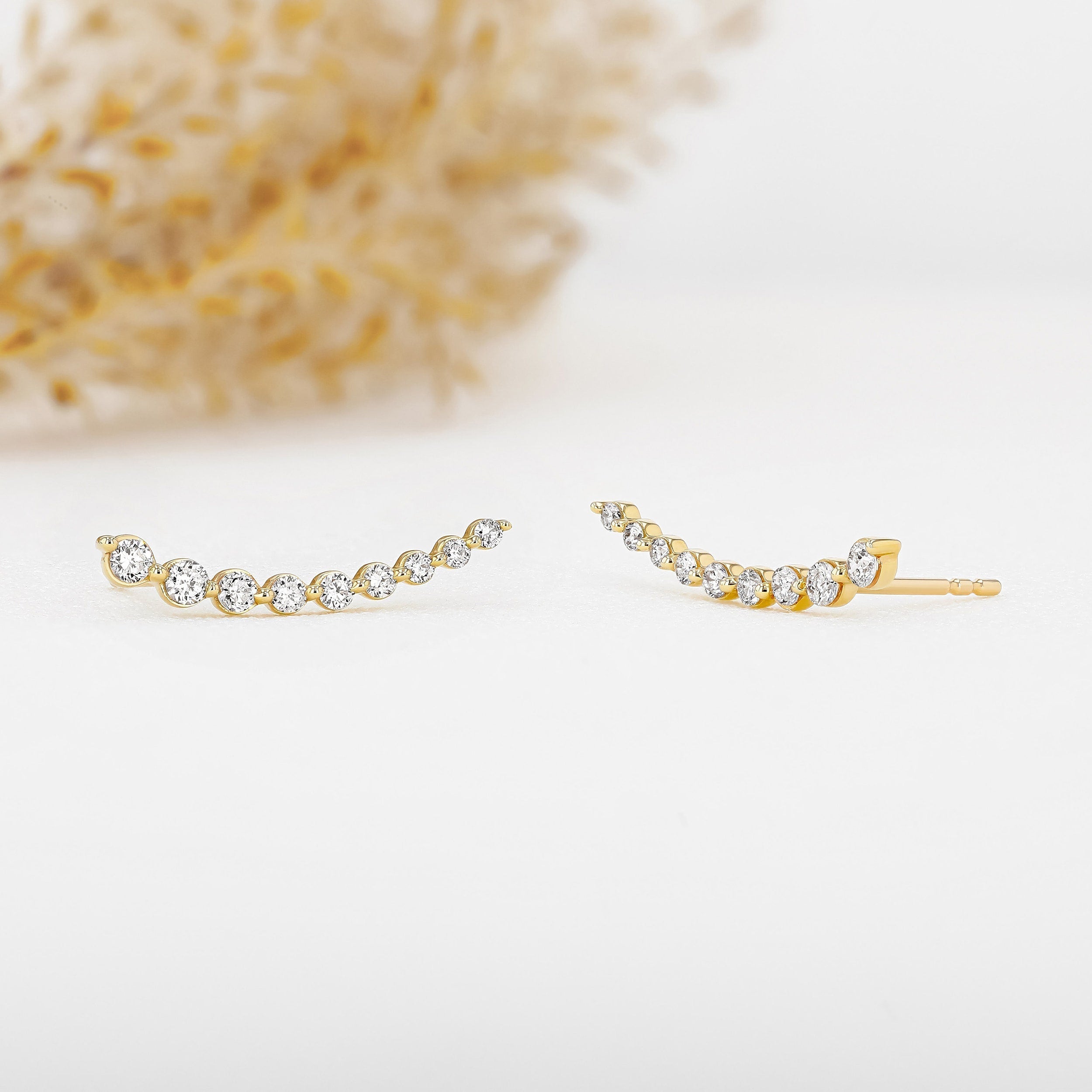 0.50 TCW Round Moissanite Diamond Ear Crawler Earrings - Camila Brown