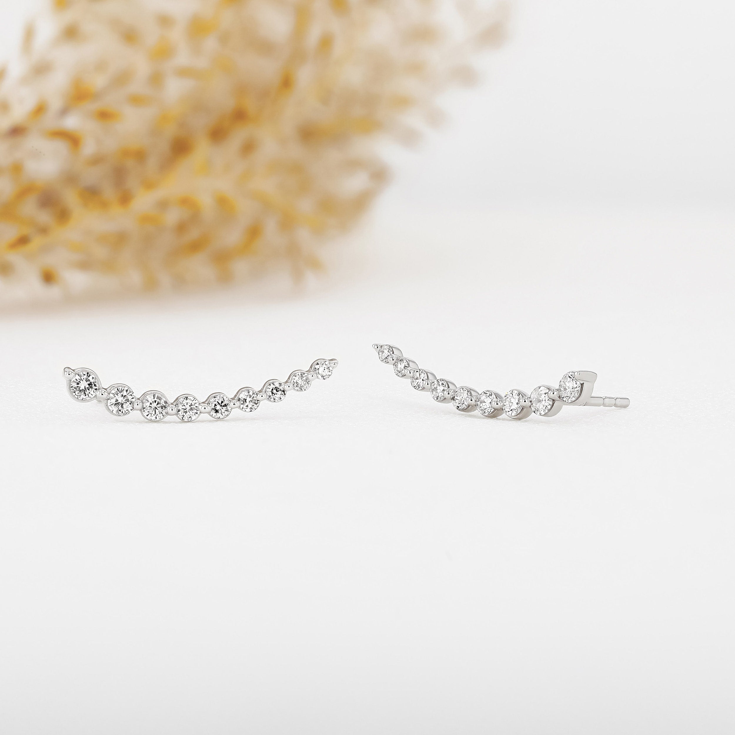 0.50 TCW Round Moissanite Diamond Ear Crawler Earrings - Camila Brown