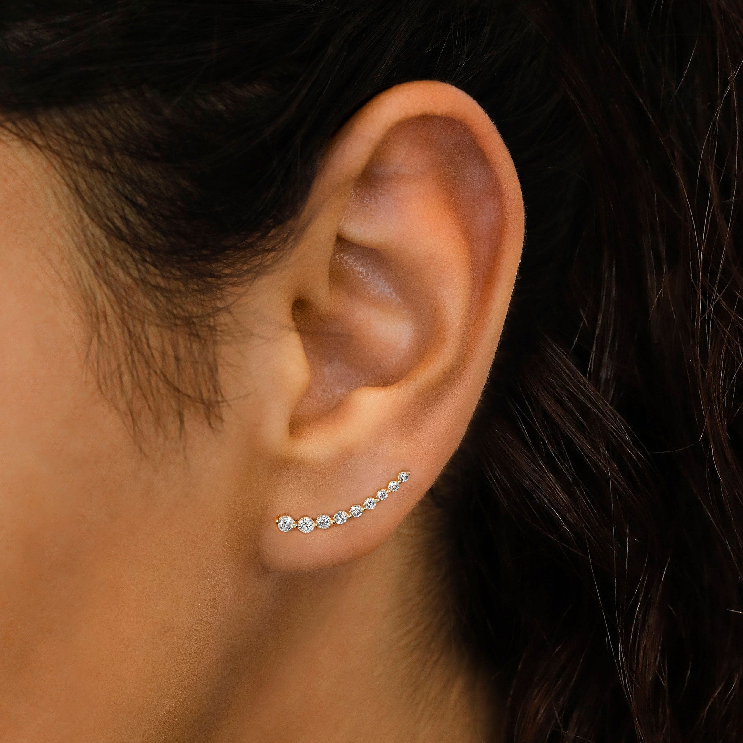 0.50 TCW Round Moissanite Diamond Ear Crawler Earrings - Camila Brown
