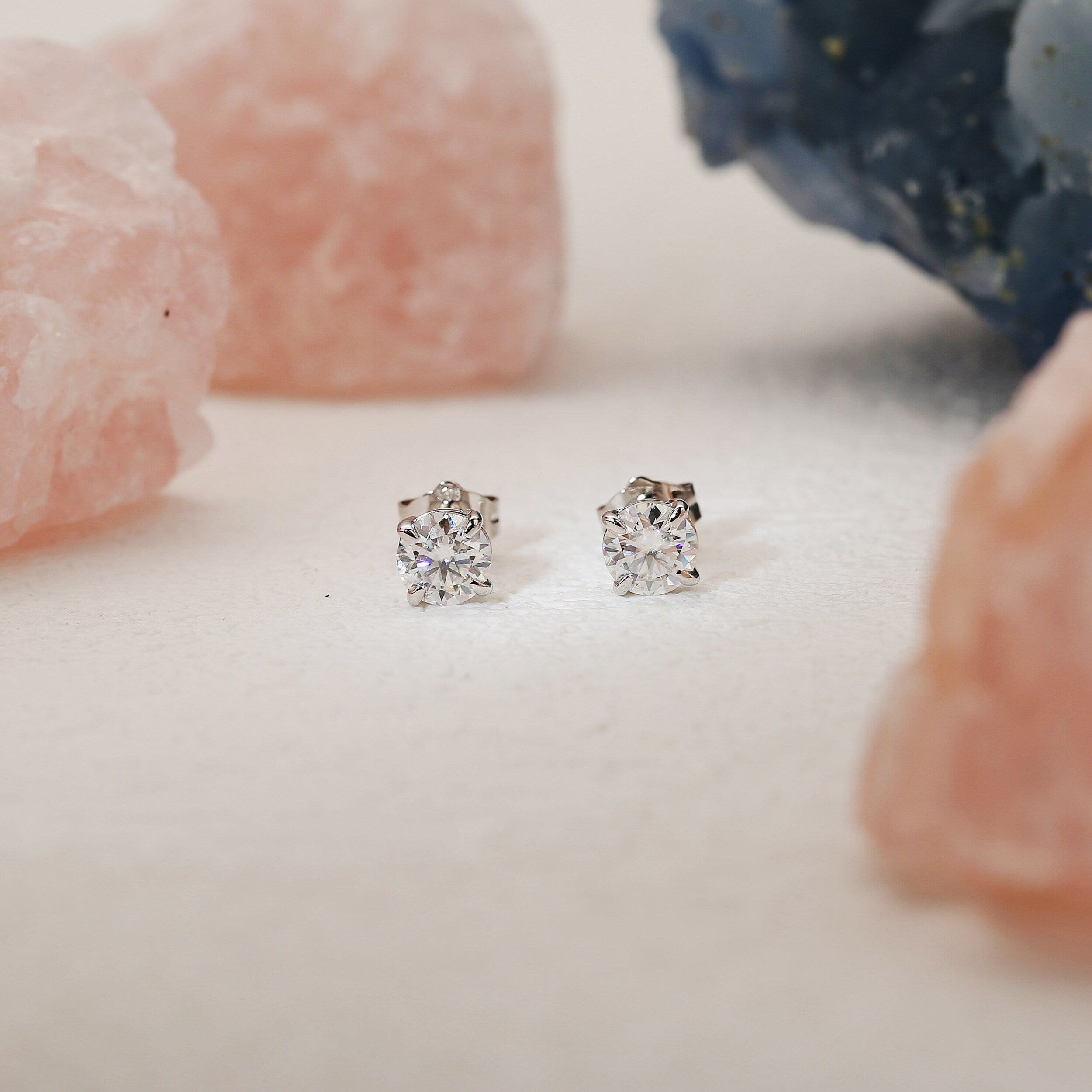 1.0 TCW Round Moissanite Diamond Solitaire Stud Earrings - Camila Brown