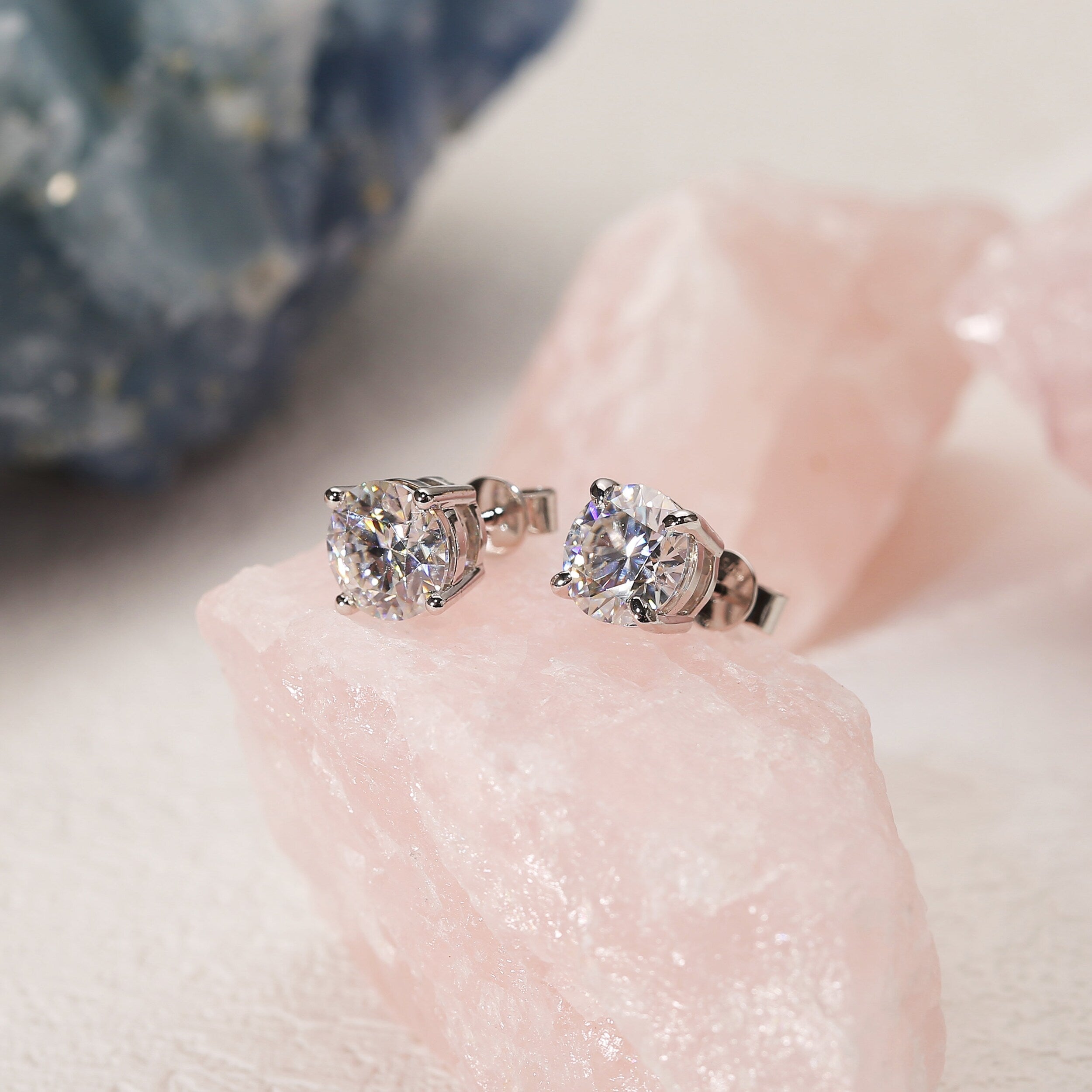 1.0 TCW Round Moissanite Diamond Solitaire Stud Earrings - Camila Brown