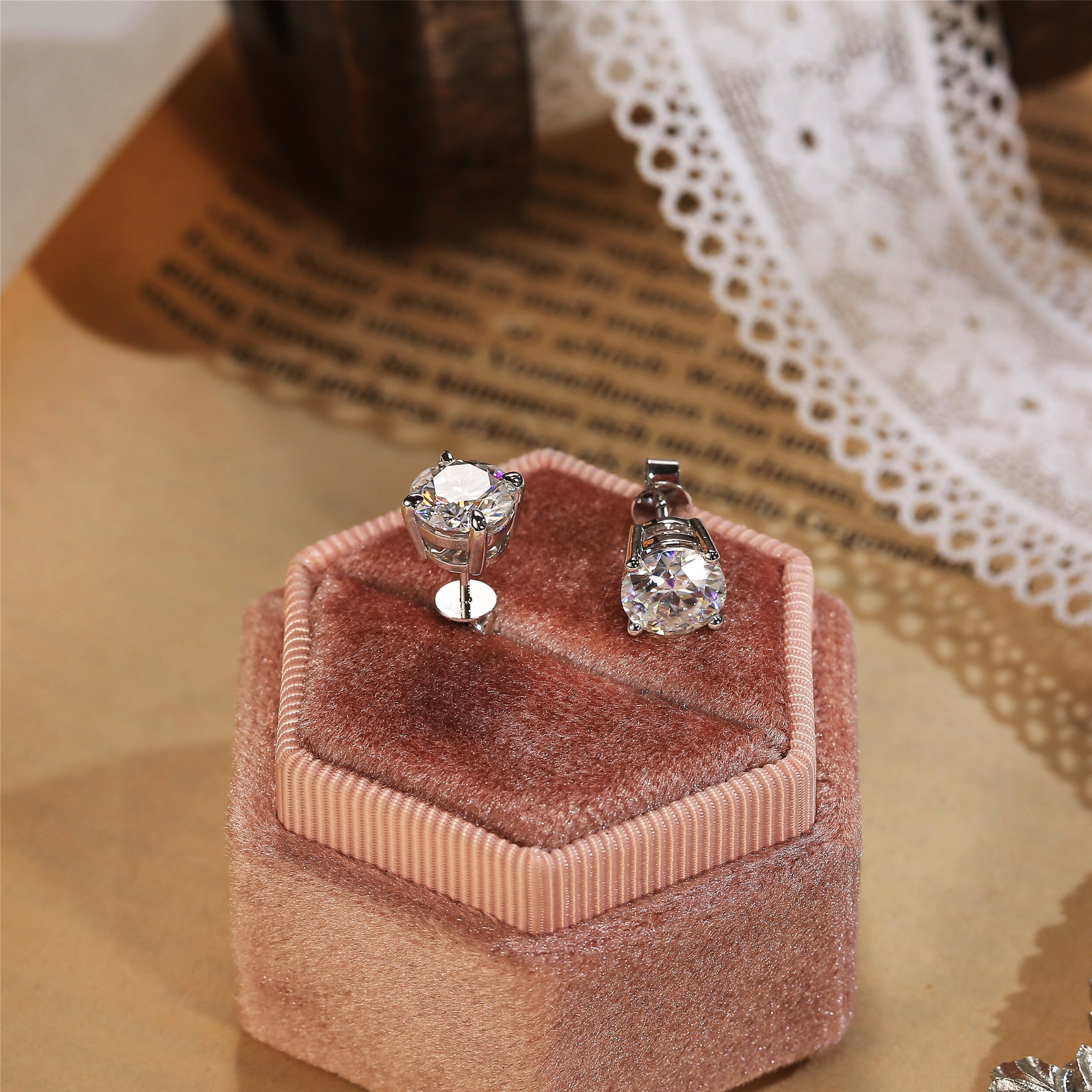 1.0 TCW Round Moissanite Diamond Solitaire Stud Earrings - Camila Brown