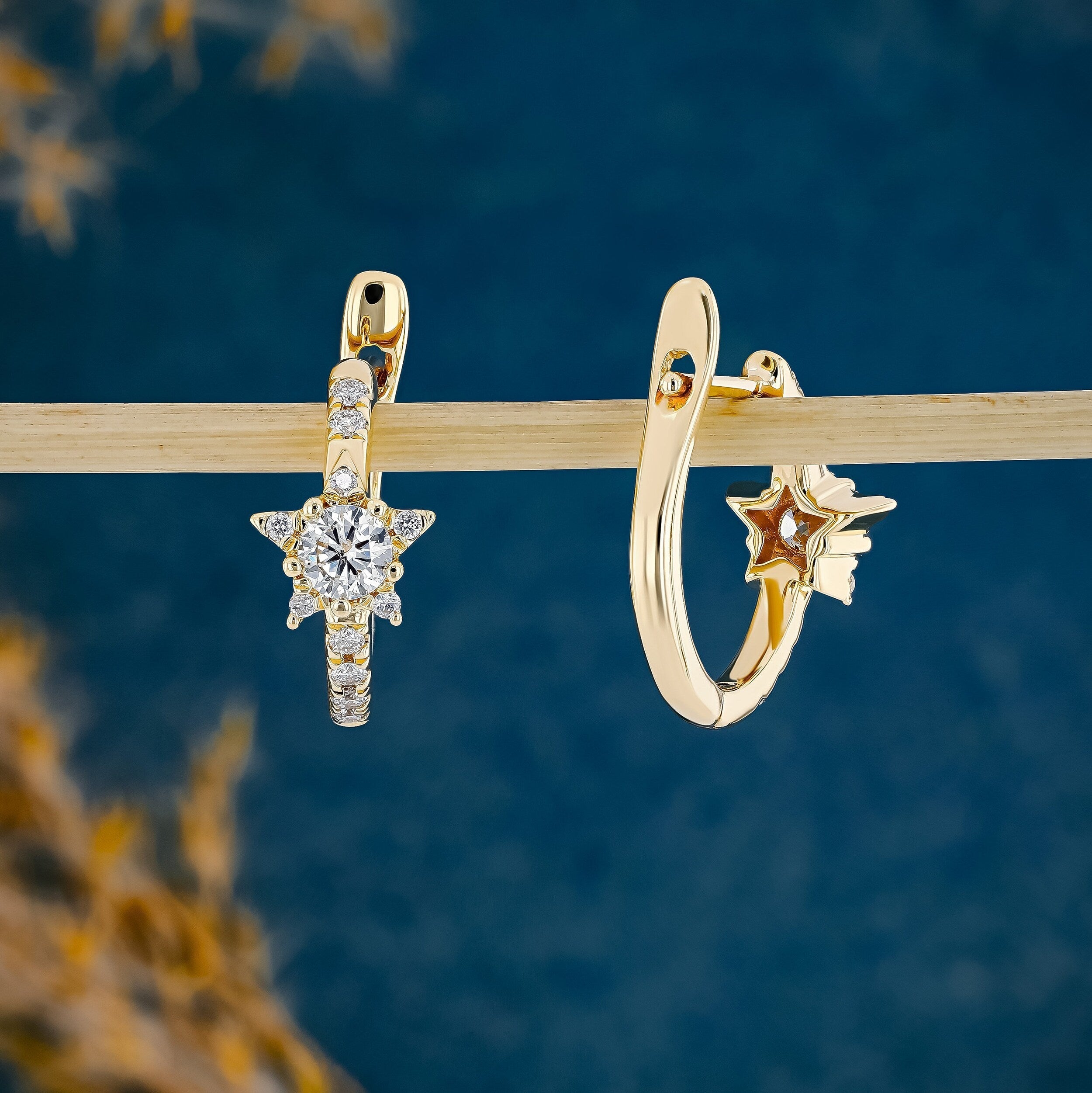 0.54 TCW Round Moissanite Diamond Huggie Hoop Earrings - Camila Brown