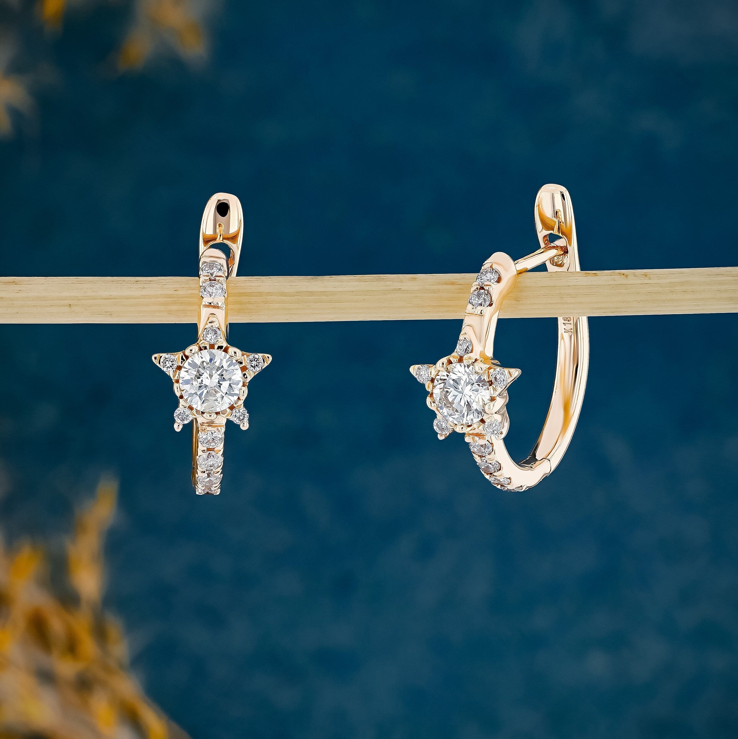 0.54 TCW Round Moissanite Diamond Huggie Hoop Earrings - Camila Brown