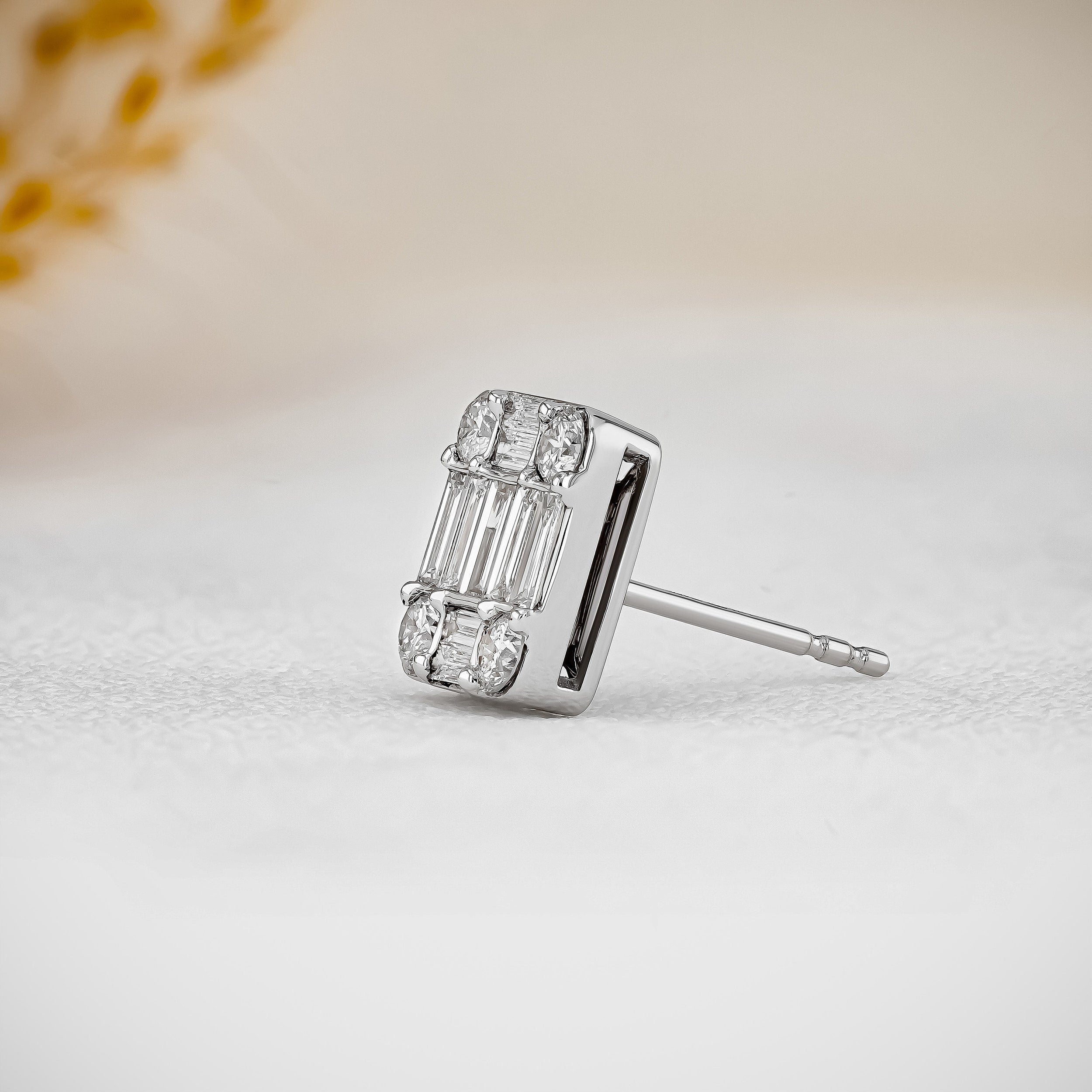 0.99 TCW Baguette & Round Moissanite Diamond Stud Earrings - Camila Brown