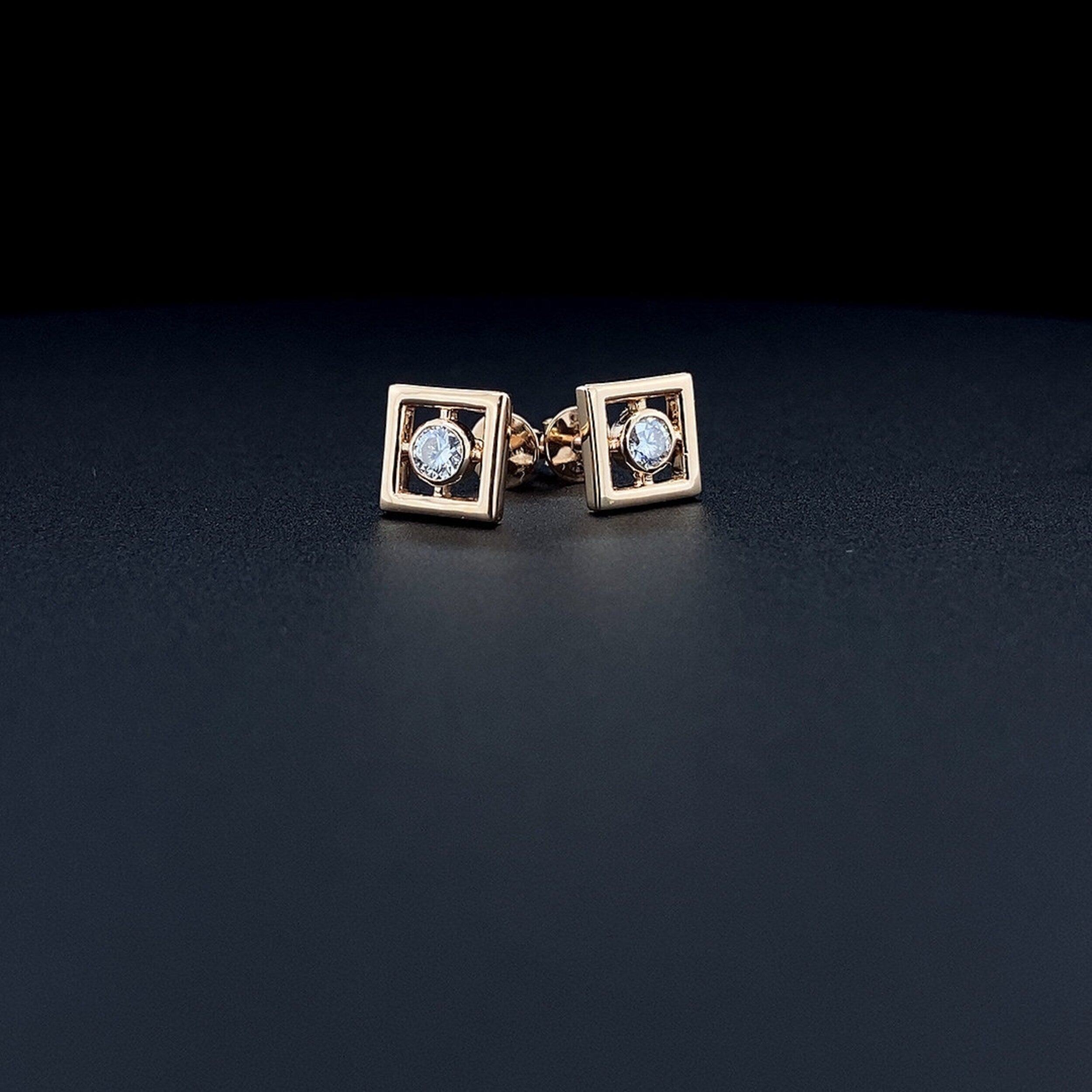0.40 TCW Round Moissanite Diamond Bezel Stud Earrings - Camila Brown
