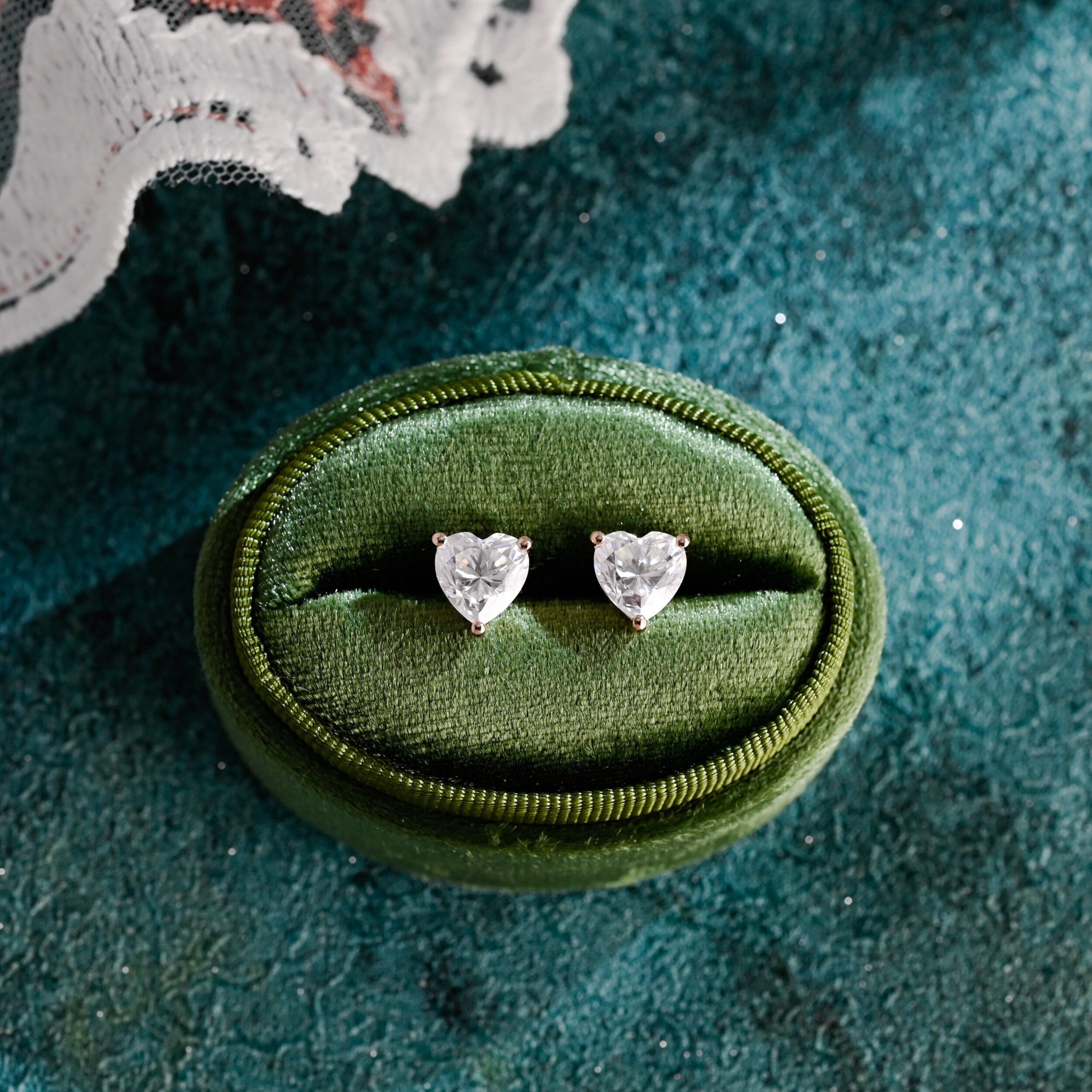 3.0 TCW Heart Moissanite Diamond Solitaire Stud Earrings - Camila Brown