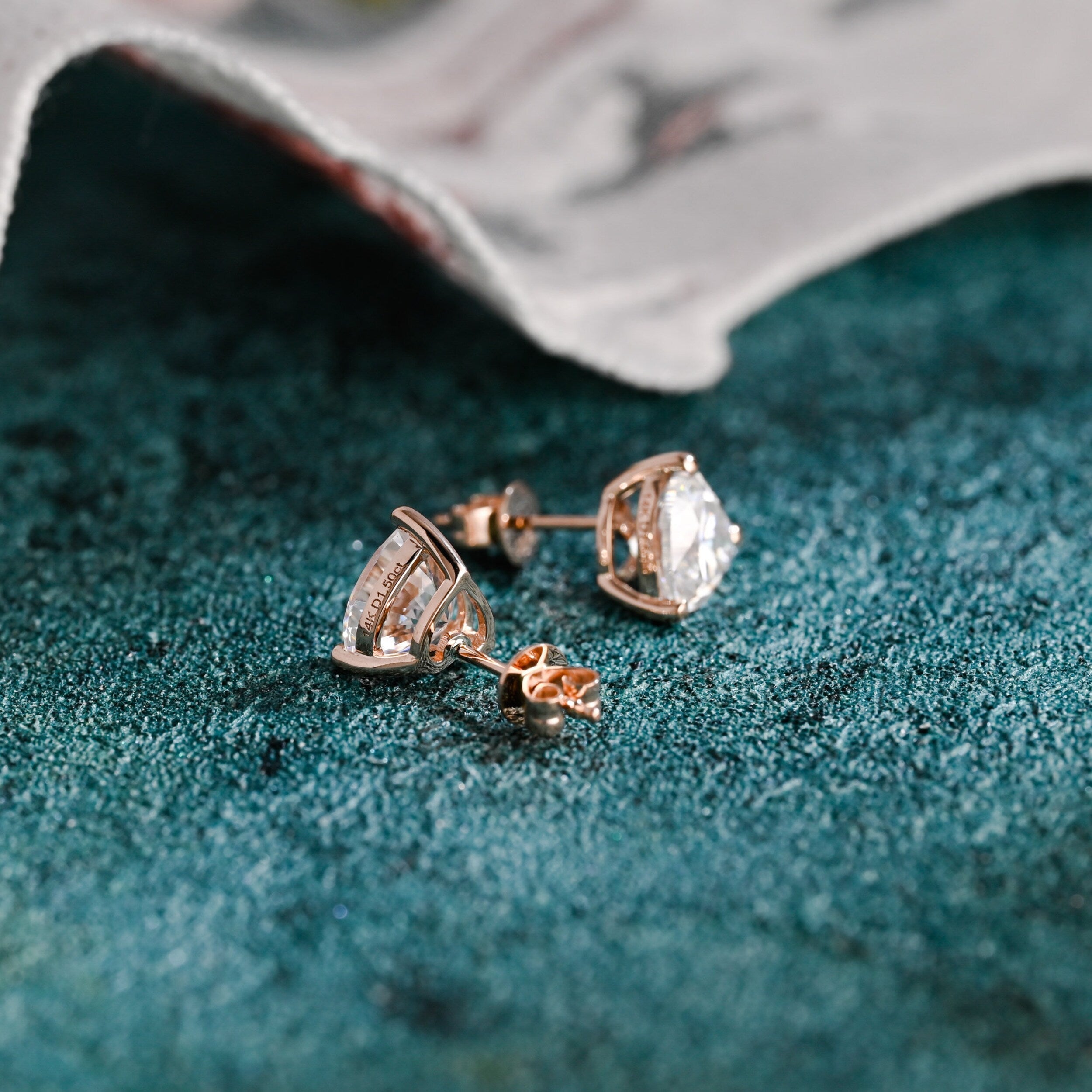 3.0 TCW Heart Moissanite Diamond Solitaire Stud Earrings - Camila Brown