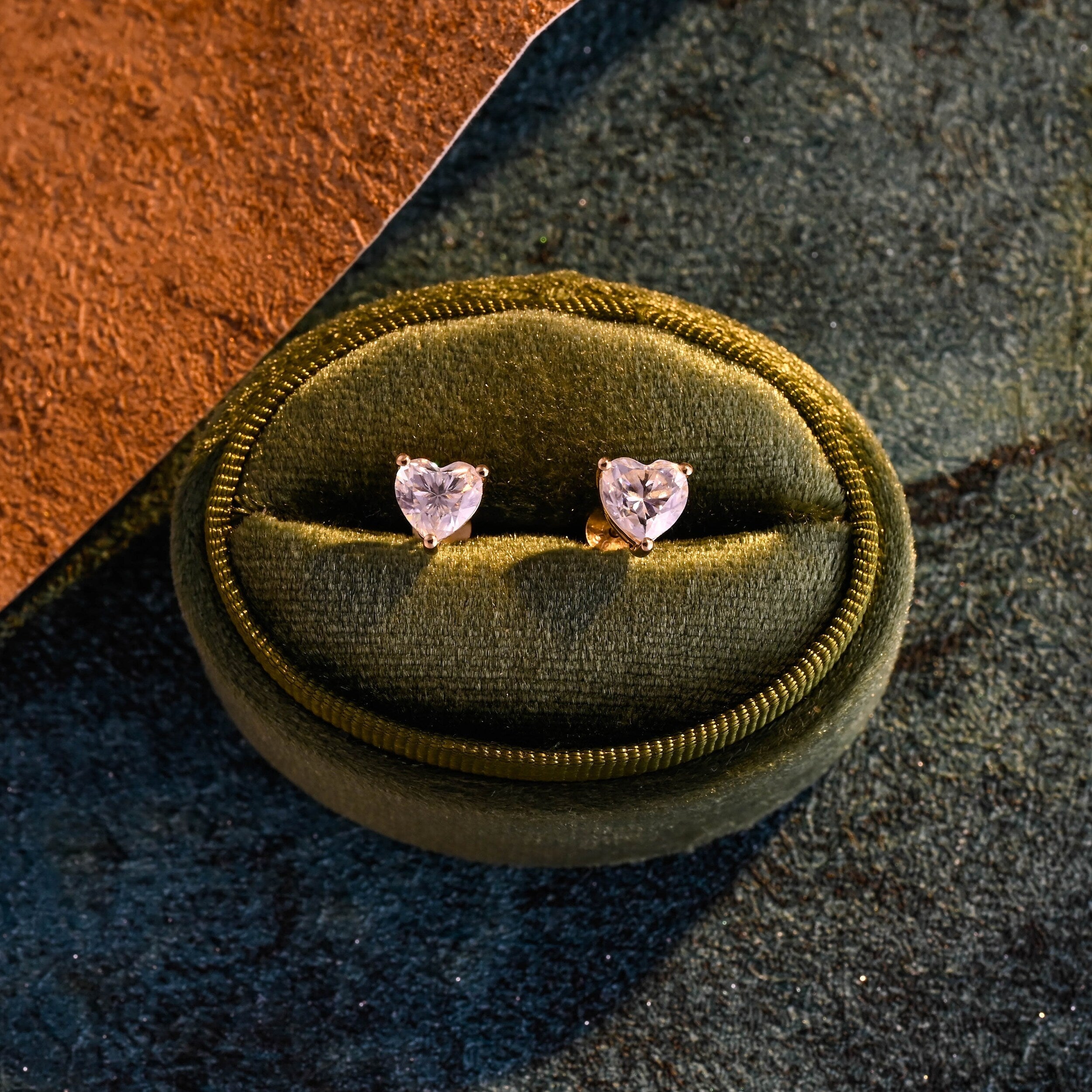 3.0 TCW Heart Moissanite Diamond Solitaire Stud Earrings - Camila Brown