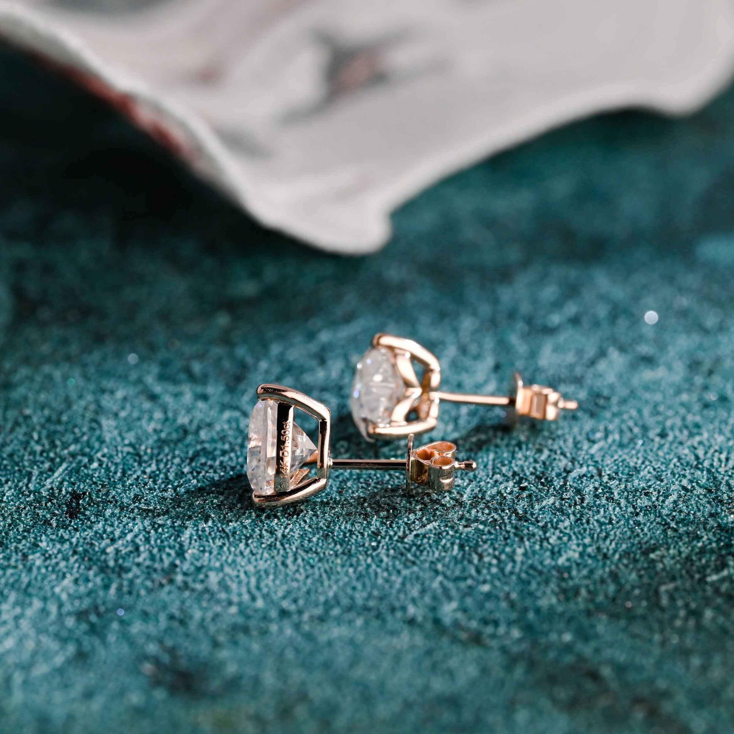 3.0 TCW Heart Moissanite Diamond Solitaire Stud Earrings - Camila Brown