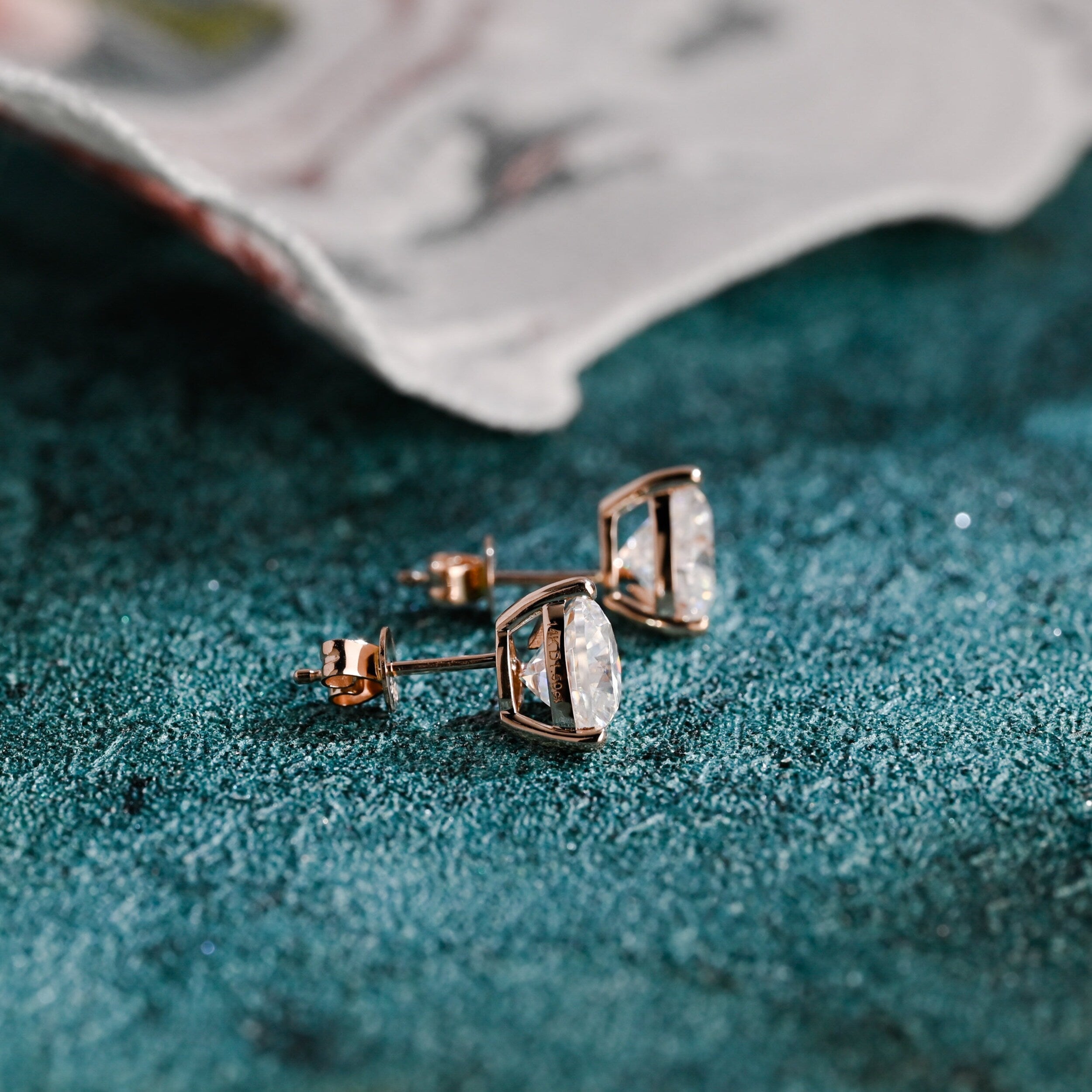 3.0 TCW Heart Moissanite Diamond Solitaire Stud Earrings - Camila Brown