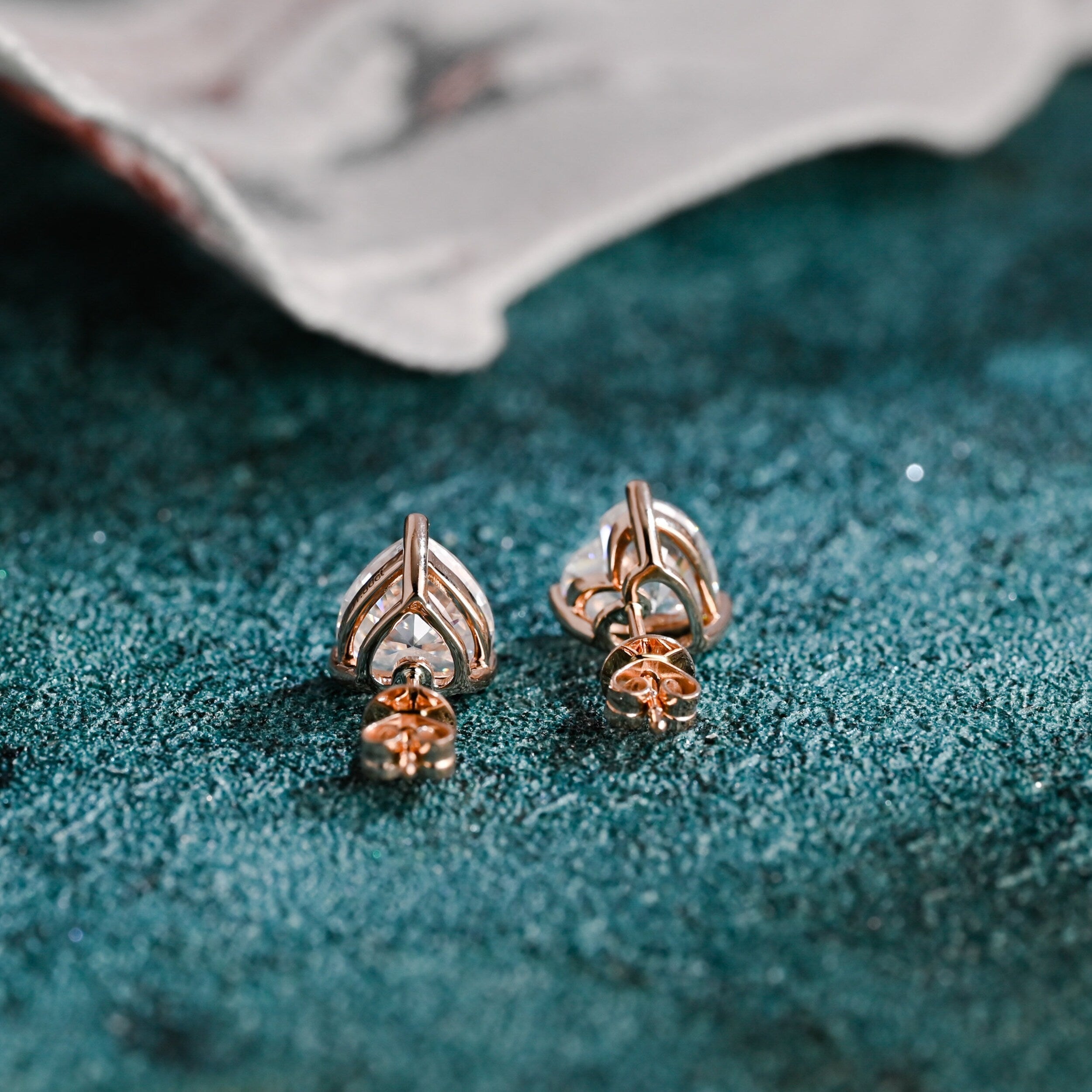 3.0 TCW Heart Moissanite Diamond Solitaire Stud Earrings - Camila Brown