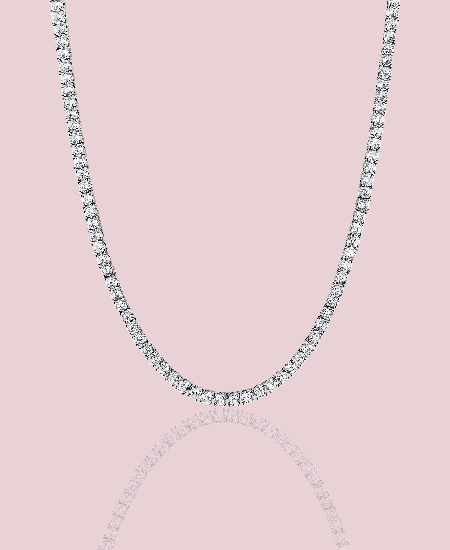 Round Lab Grown Diamond Tennis Necklace