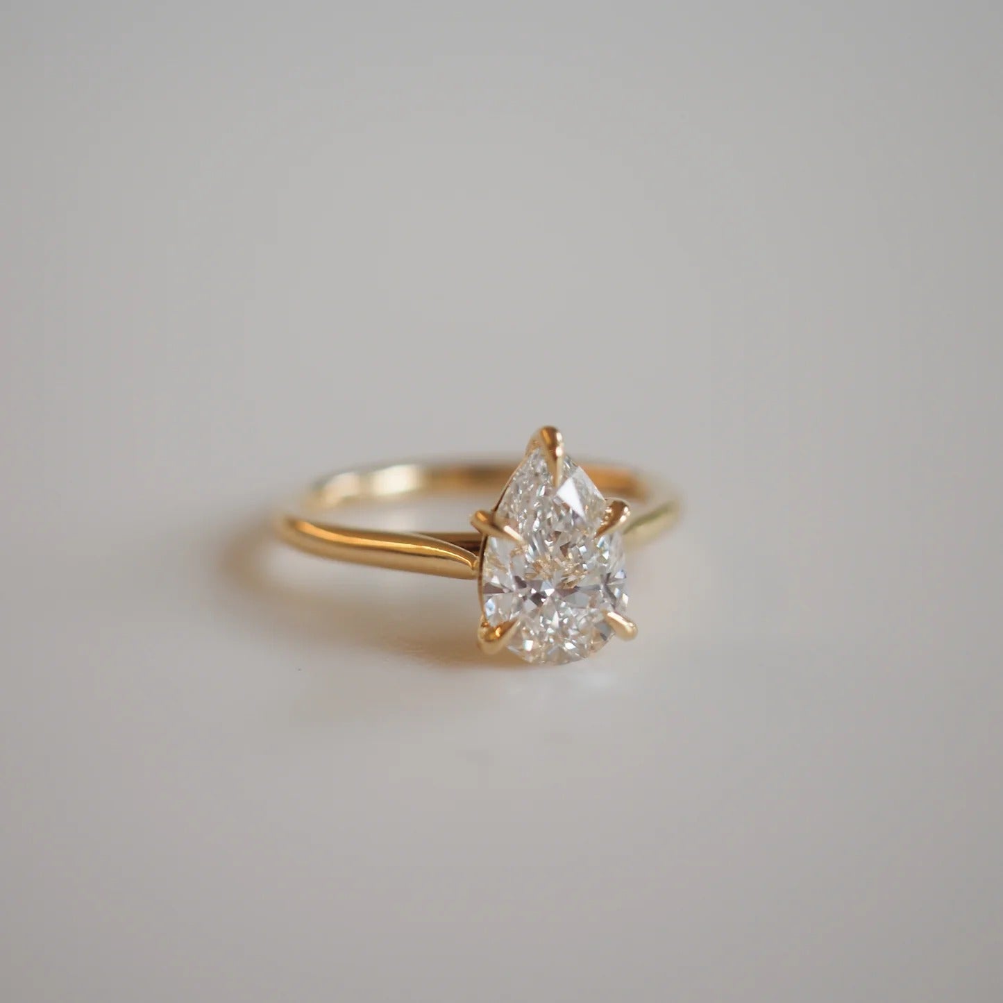 1.0-2.0 CT Pear Lab Grown Diamond Solitaire Engagement Ring