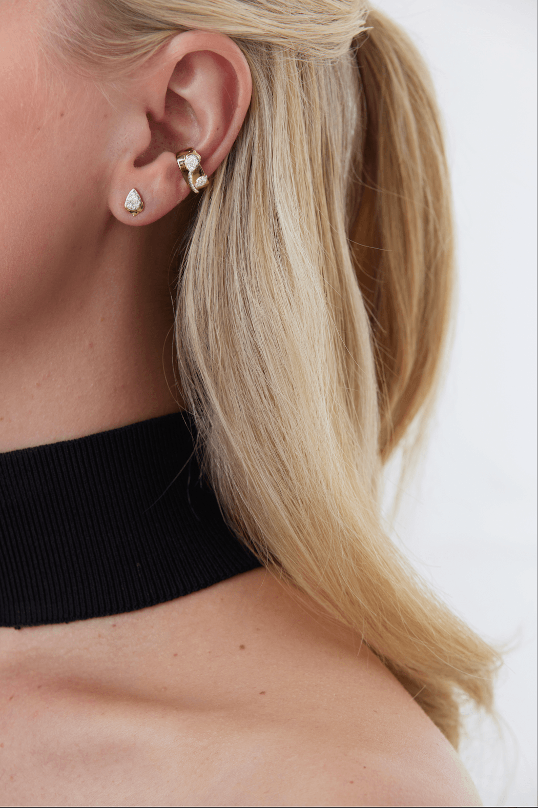 0.12 TCW Round Moissanite Diamond Thick Ear Cuff Earrings - Camila Brown