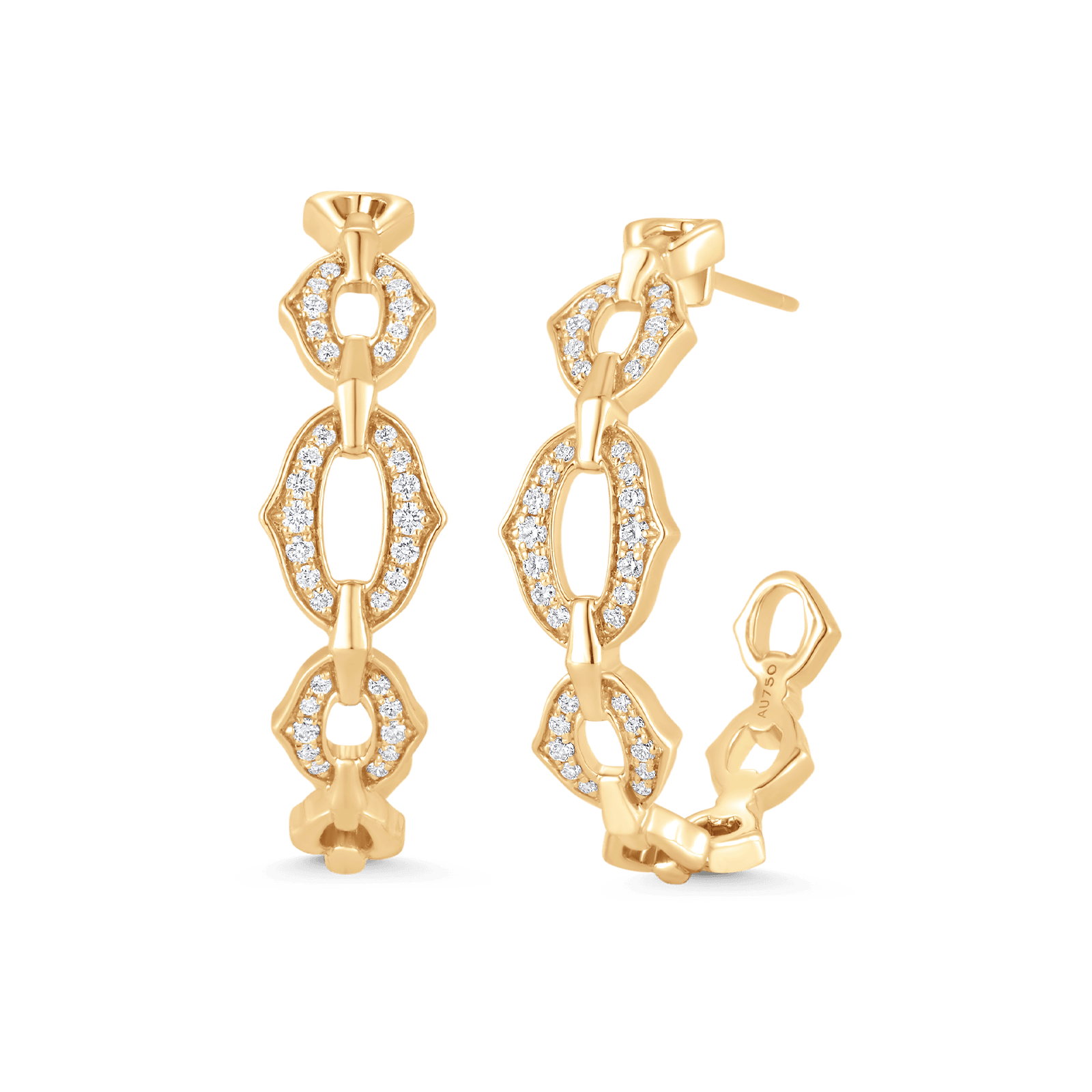0.38 TCW Round Moissanite Diamond Chain Link Hoop Earrings - Camila Brown