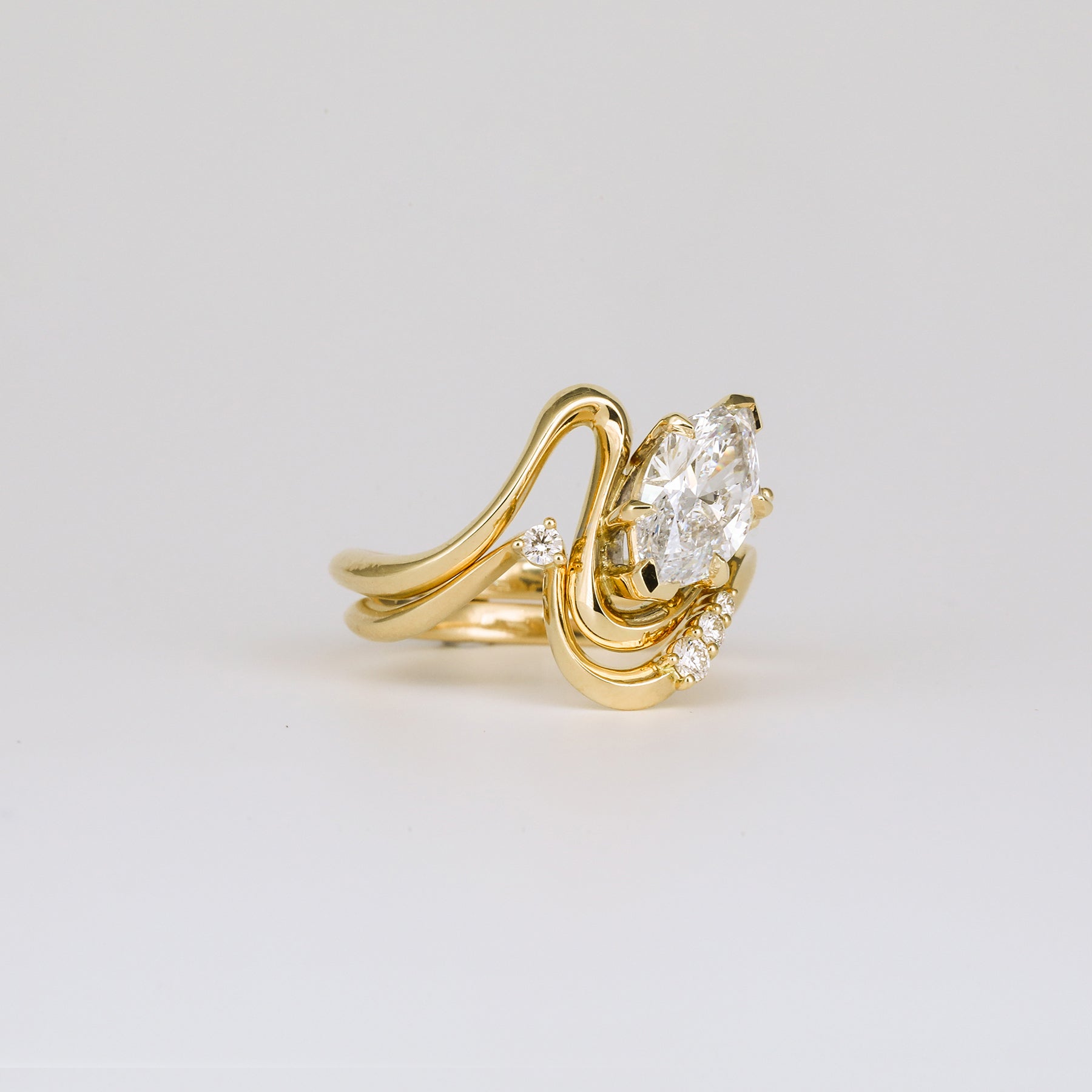1.36- 3.50 CT Marquise Lab Grown Diamond Unique Bridal Ring Set