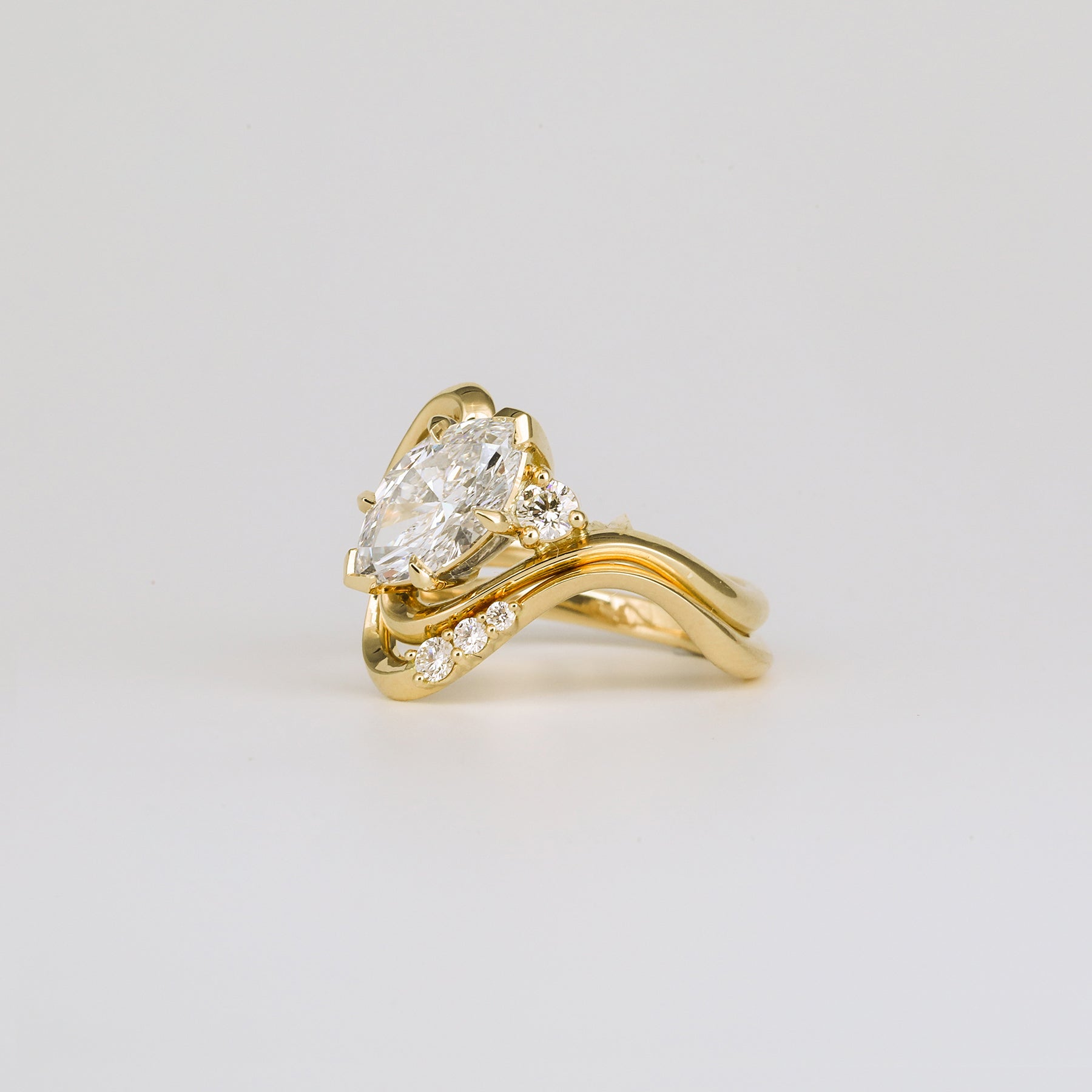 1.36- 3.50 CT Marquise Lab Grown Diamond Unique Bridal Ring Set
