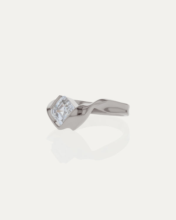 1.53 CT Asscher Cut Lab Grown Diamond Unique Engagement Ring