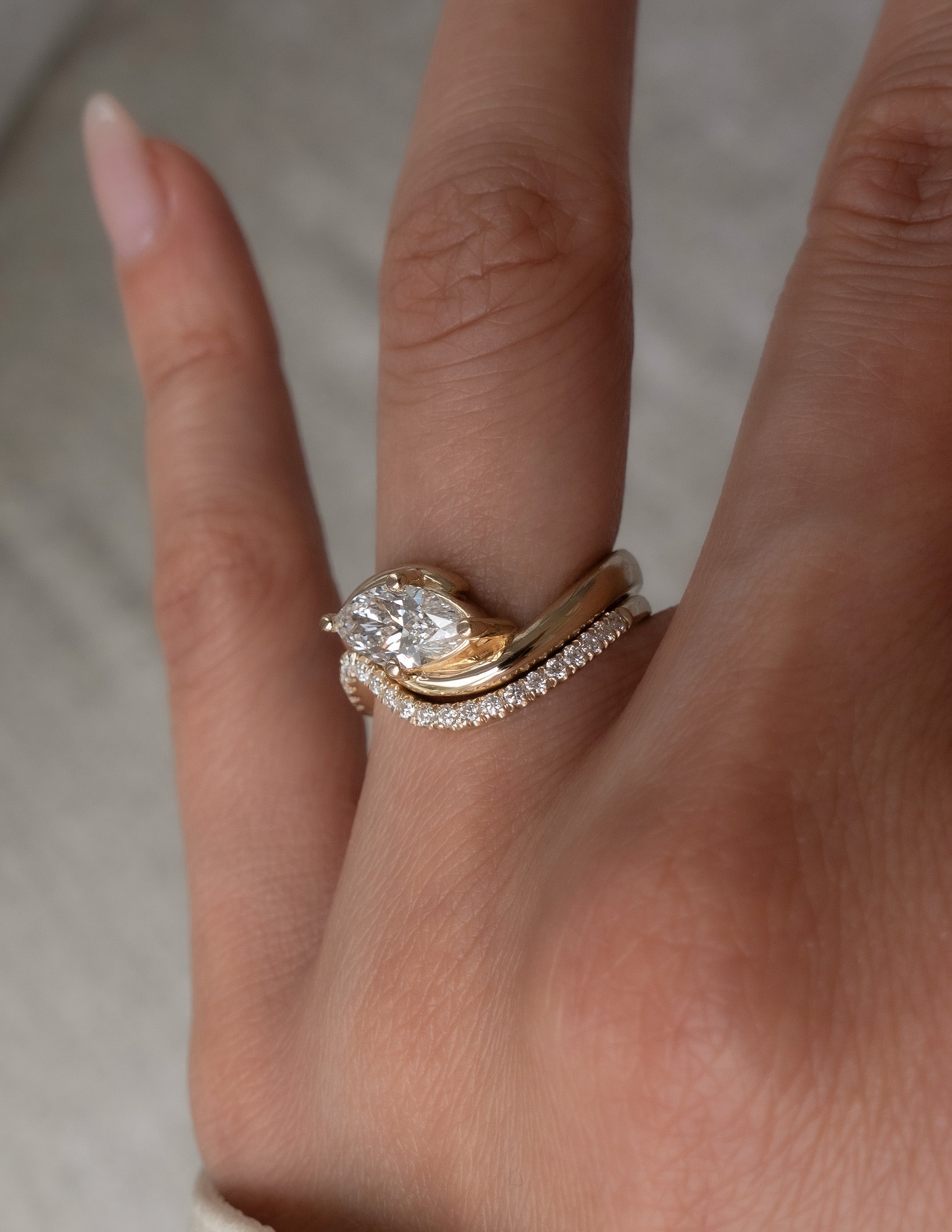 1.0 CT - 2.0 CT Marquise Cut Lab Grown Diamond Solitaire Setting Bridal Set