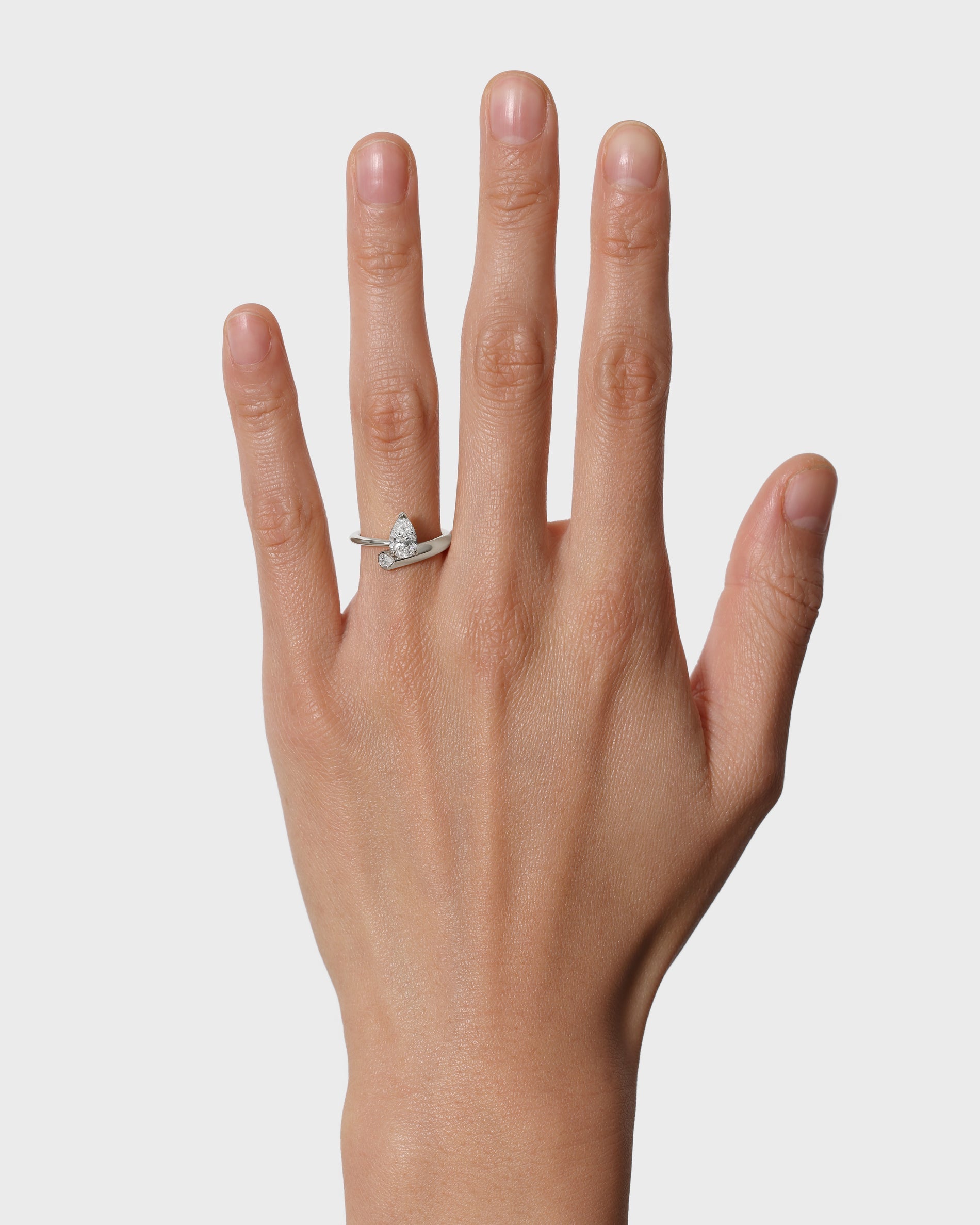 1.0-3.0 CT Pear Cut Lab Grown Diamond Unique Engagement Ring