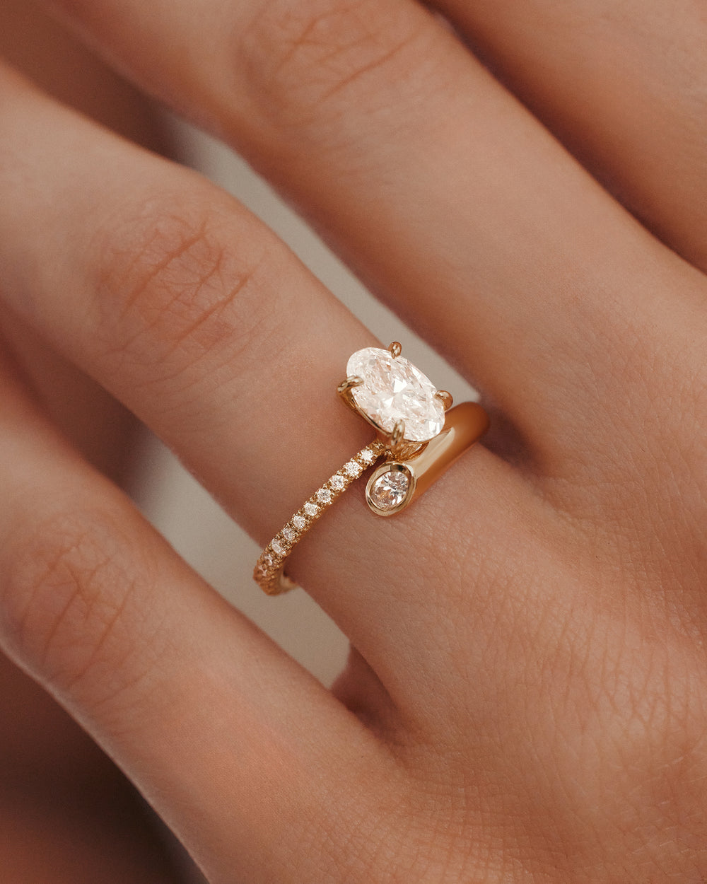 1.0-3.0 CT Oval Cut Lab Grown Diamond unique Engagement Ring