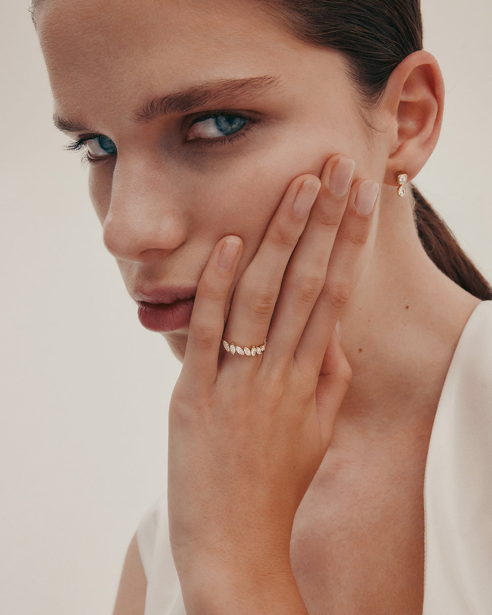 1.0 TCW Marquise EF-VVS Diamond Half Endless Wedding Band