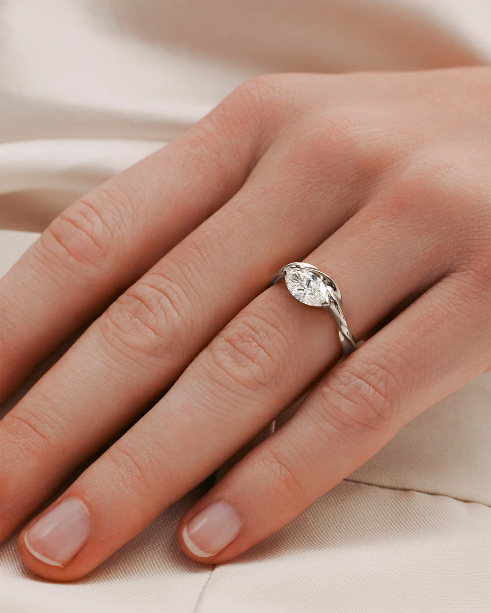 1.03 CT Marquise CVD Diamond Unique Style Engagement Ring
