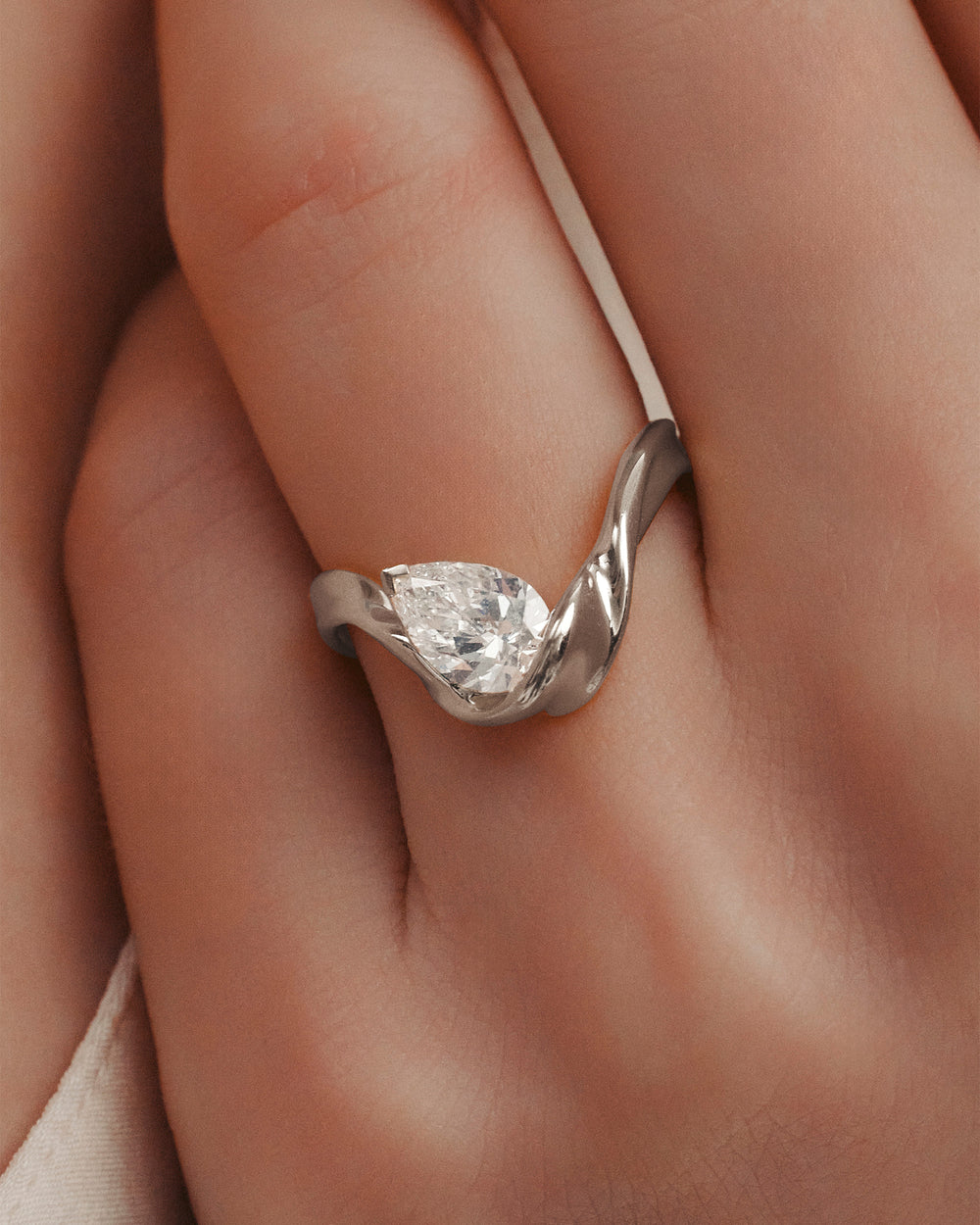 1.03 CT Pear Lab Grown Diamond Unique Style Engagement Ring