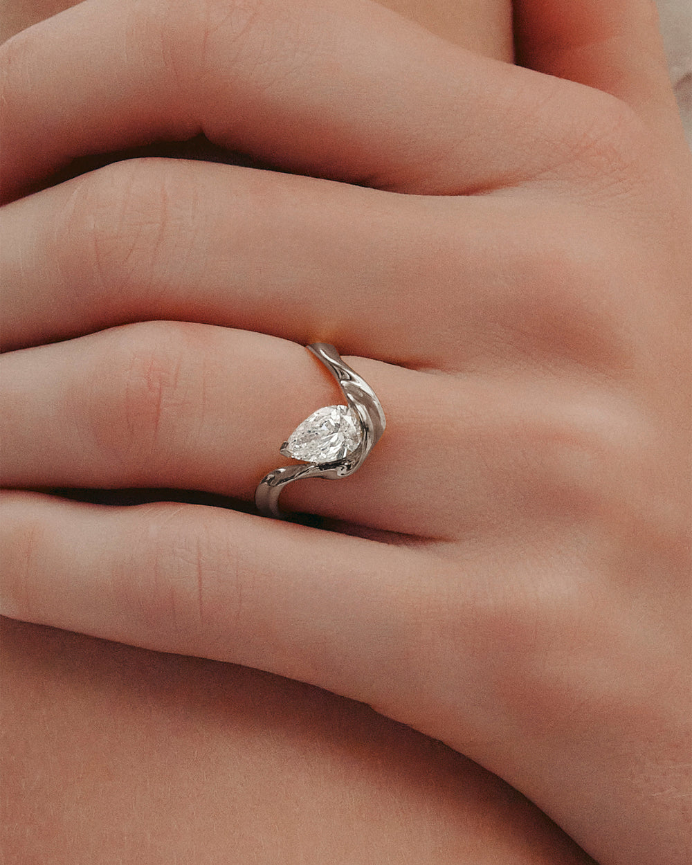 1.03 CT Pear Lab Grown Diamond Unique Style Engagement Ring