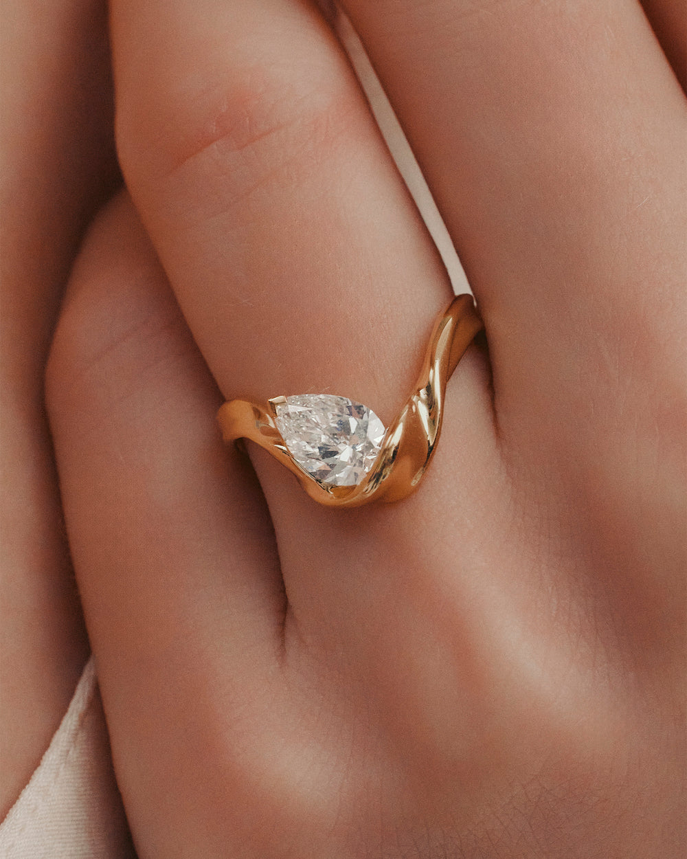 1.03 CT Pear Lab Grown Diamond Unique Style Engagement Ring
