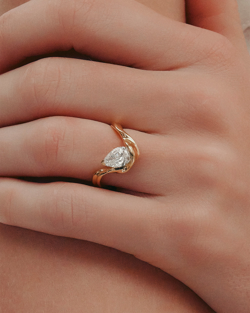 1.03 CT Pear Lab Grown Diamond Unique Style Engagement Ring