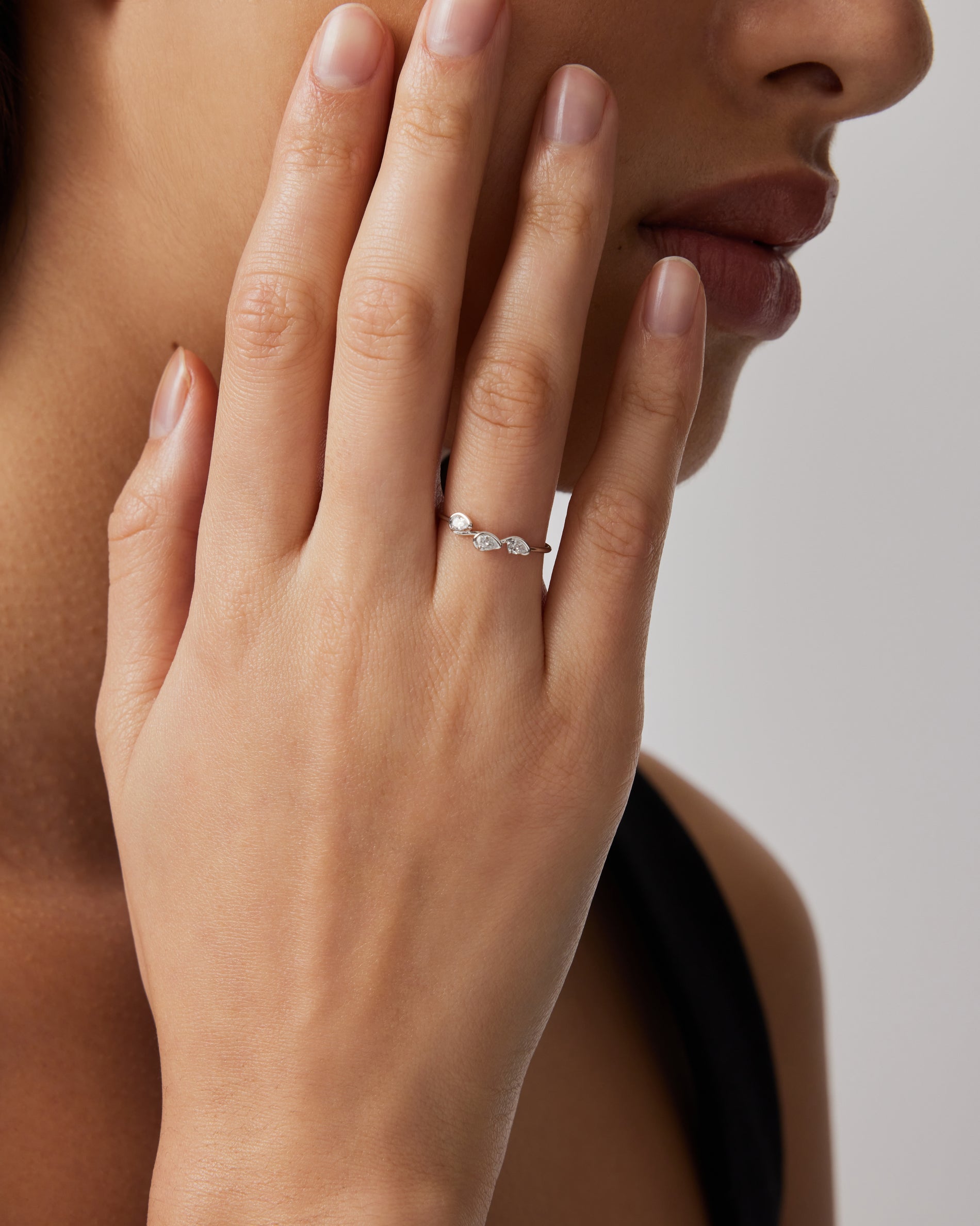 0.18 TCW Pear EF-VVS Diamond bezel Wedding Band