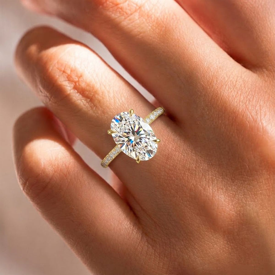 Oval Pave Lab Grown Diamond Engagement Ring + 1.53 ct oval - G VS1