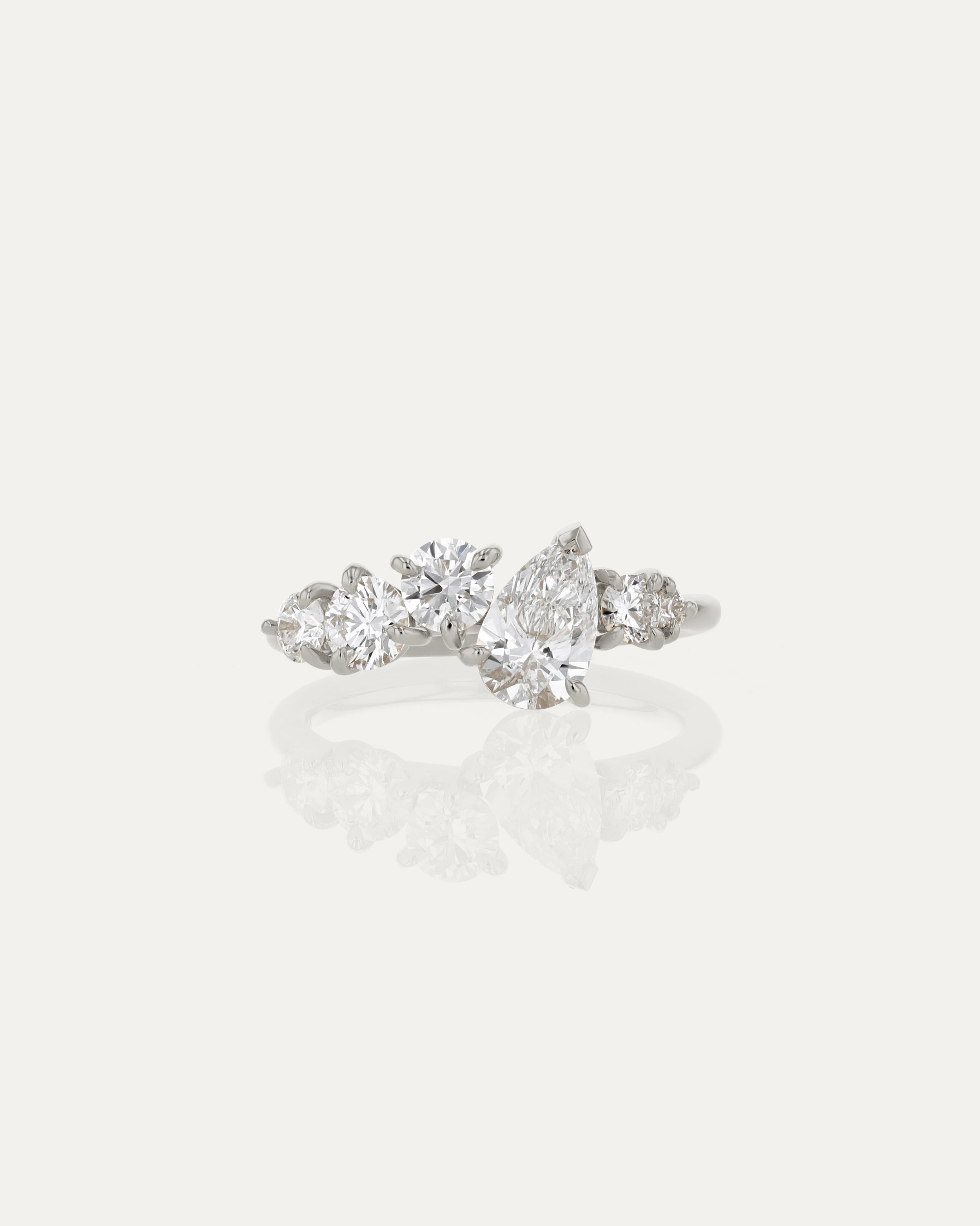 0.70 CT Round & Pear Lab Grown Diamond Unique Style Engagement Ring