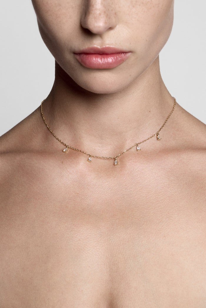 Pear Cut Lariant Style Moissanite Diamond Necklace