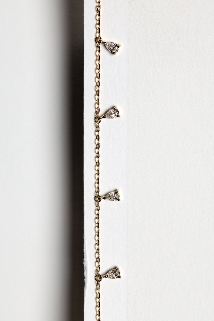 Pear Cut Lariant Style Moissanite Diamond Necklace