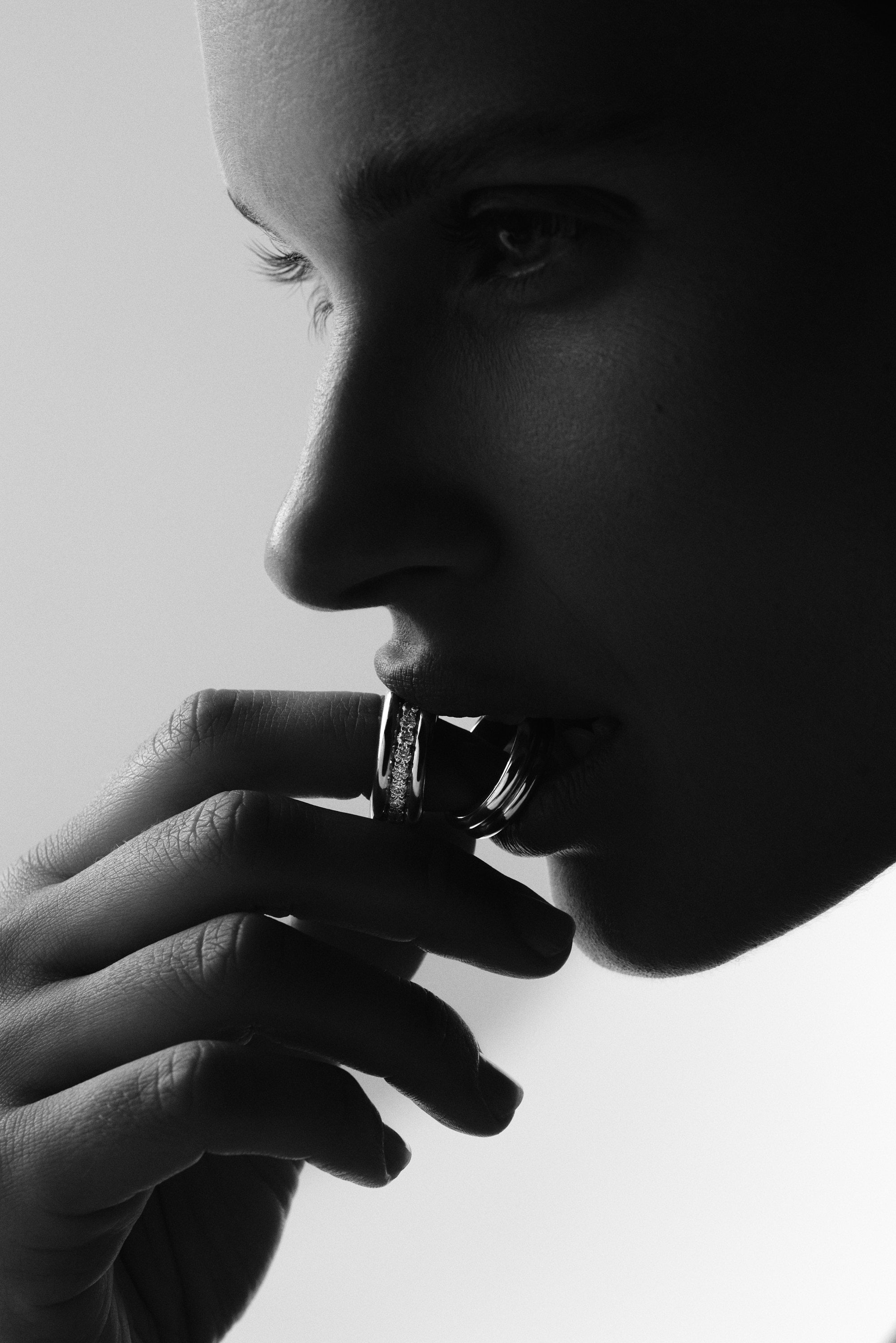 0.35 TCW Round Shaped Moissanite Triple Row Wedding Band