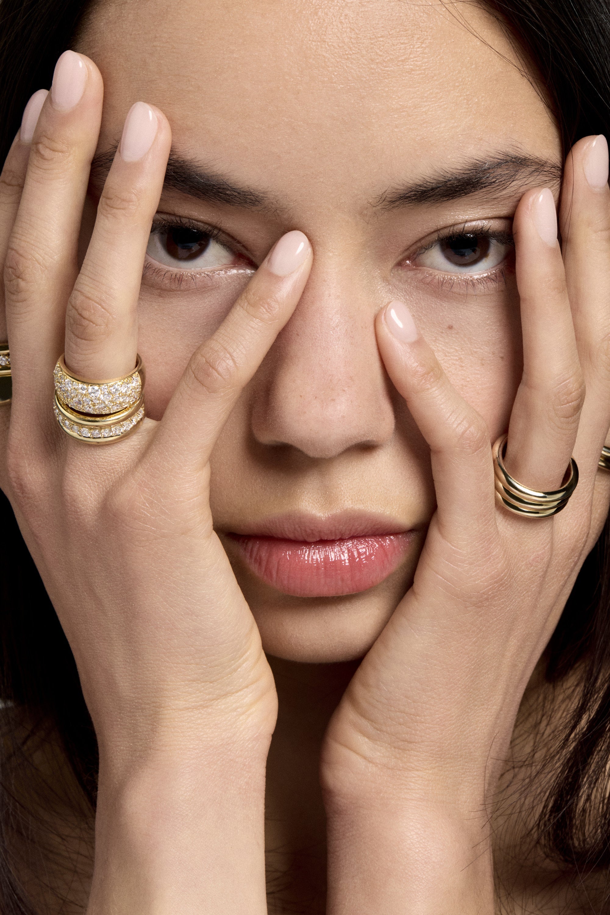 0.35 TCW Round Shaped Moissanite Triple Row Wedding Band