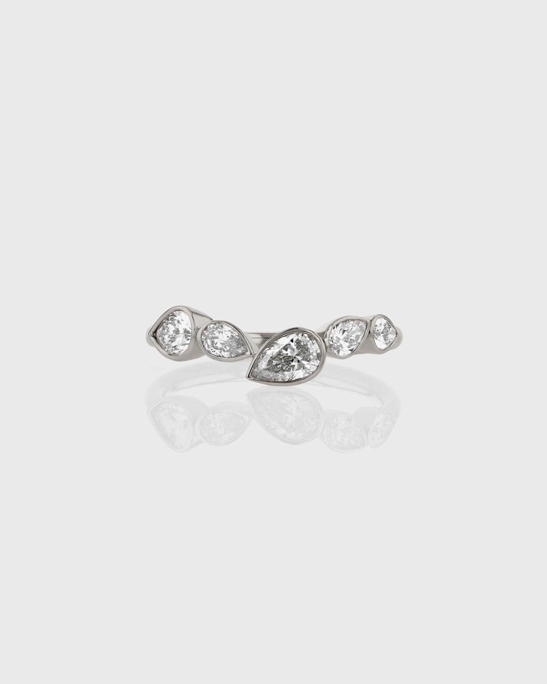 0.80 TCW Pear EF-VVS Diamond Bezel Wedding Band