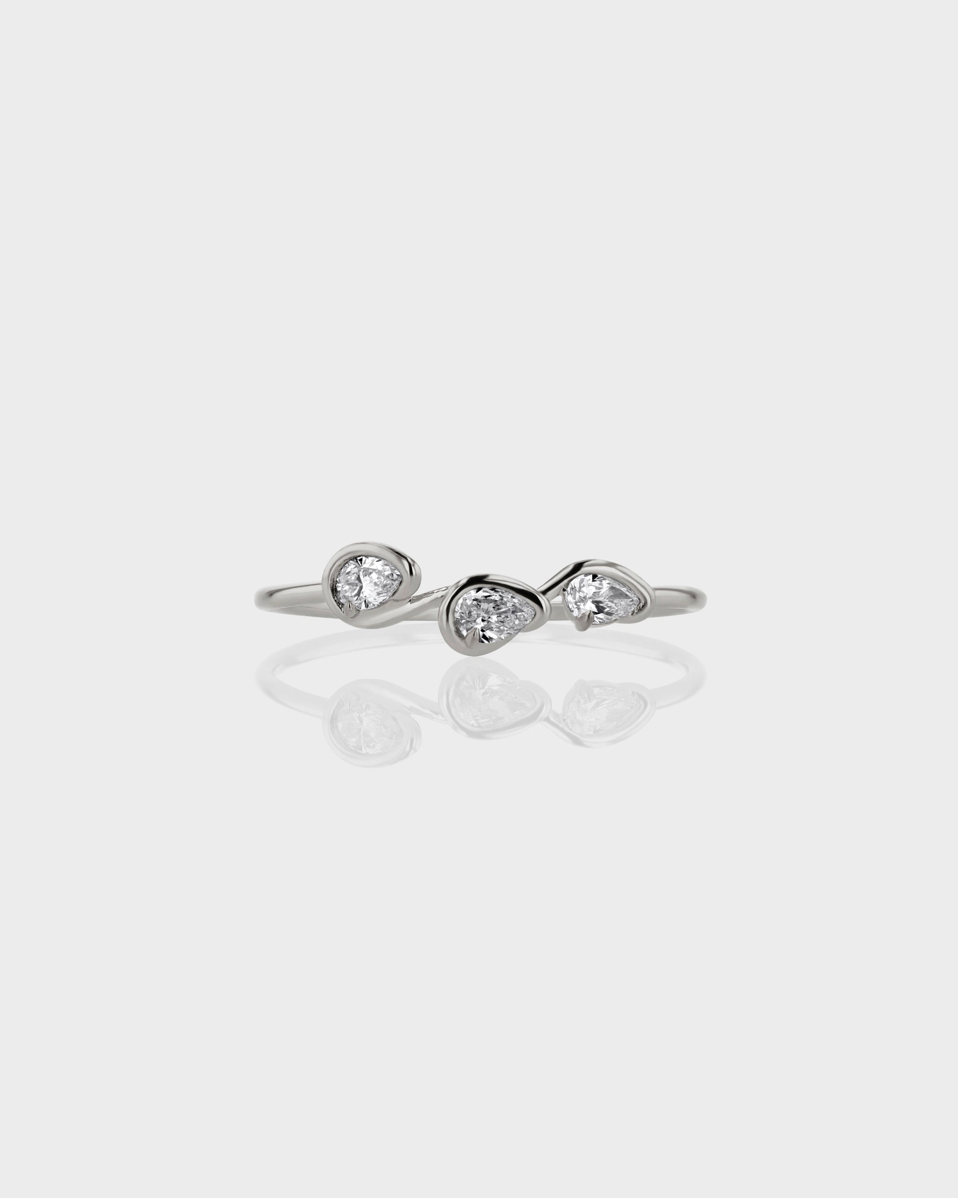 0.18 TCW Pear EF-VVS Diamond bezel Wedding Band