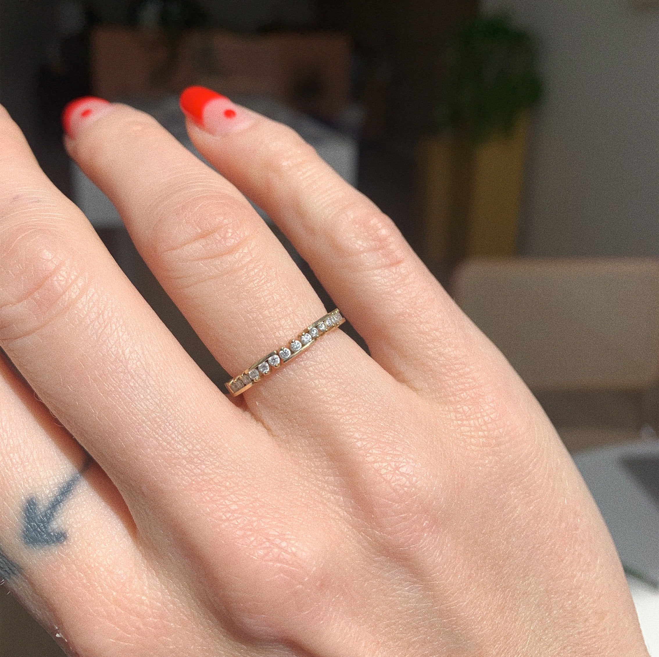 0.3 TCW Round Cut Bar Style Half Eternity Lab Grown Wedding Band