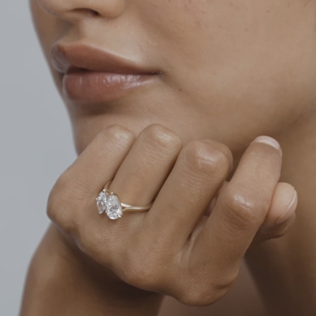 1.5 CT Pear & Marquise G/VS1 CVD Diamond Two Stone Engagement Ring - Camila Brown