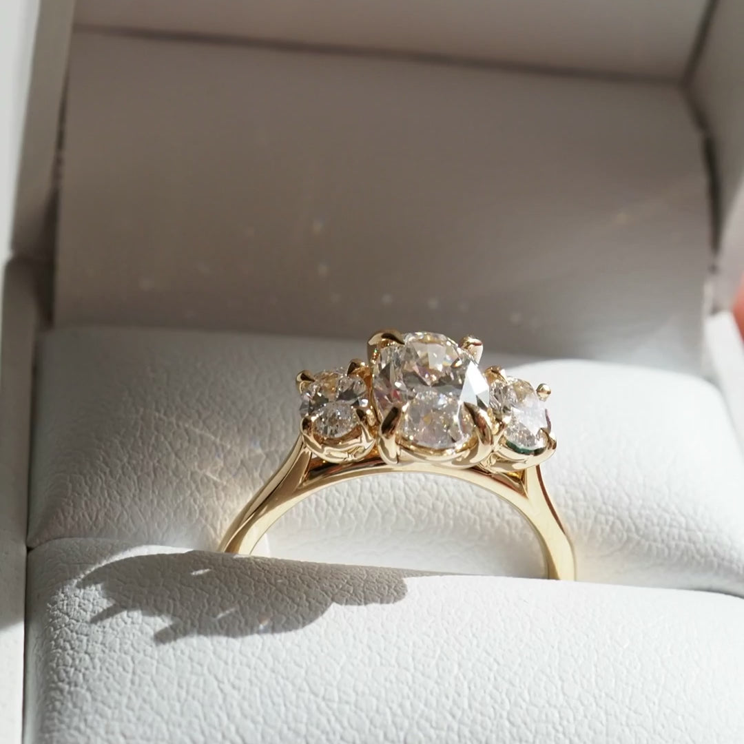 1.0 CT Oval E/VS1 CVD Diamond Three Stone Style Engagement Ring - Camila Brown
