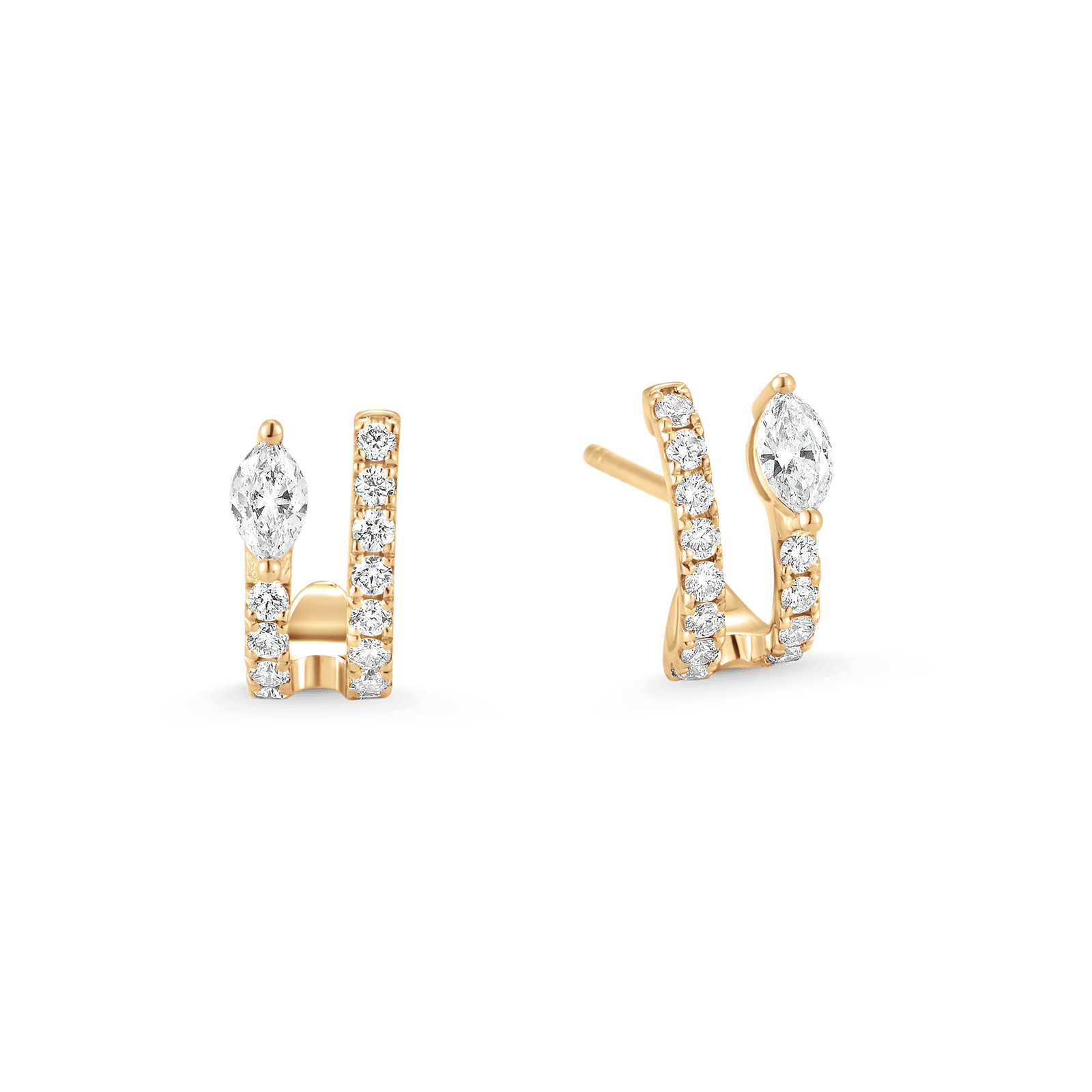 0.49 TCW Round & Marquise Moissanite Diamond Hoop Huggie Earrings - Camila Brown