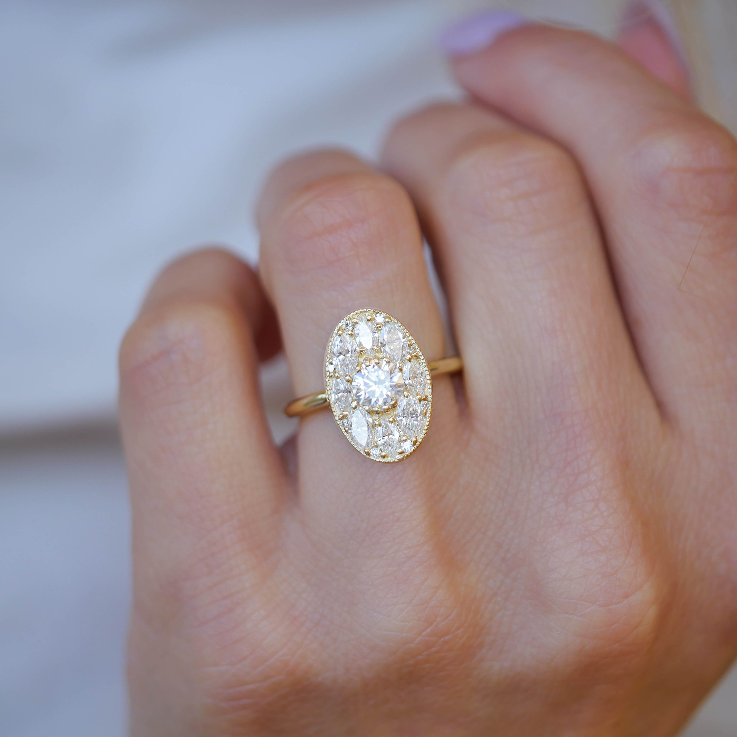 0.50 CT Round Shape Lab Grown vintage Engagement Ring