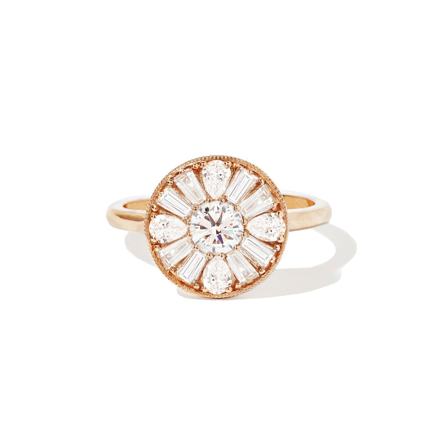 0.4 CT Round Shape Halo Setting Lab Grown Engagement Ring